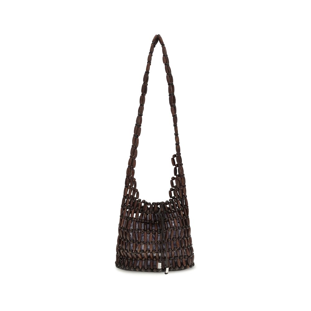 Staud Schultertasche aus braunem Holz