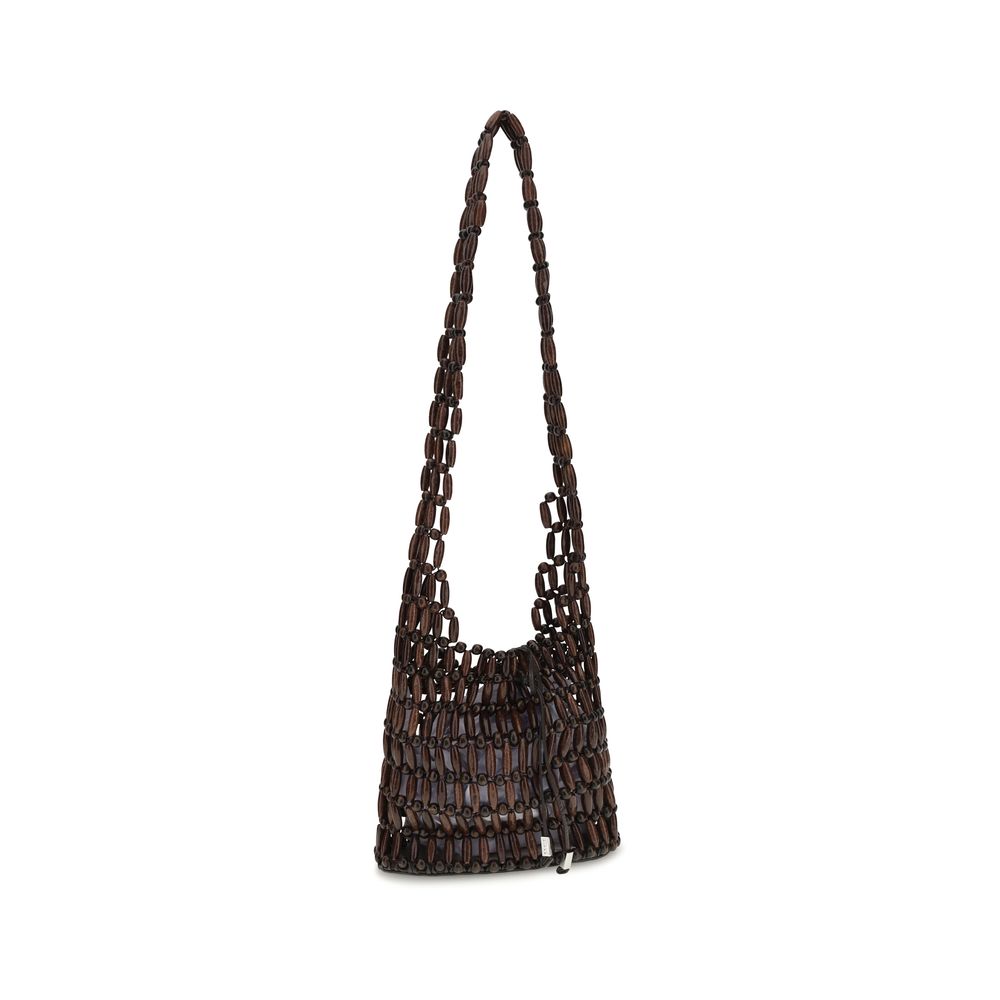 Staud Schultertasche aus braunem Holz