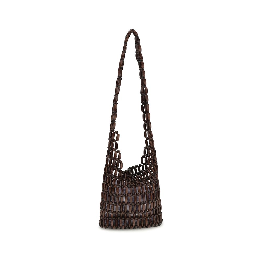 Staud Schultertasche aus braunem Holz