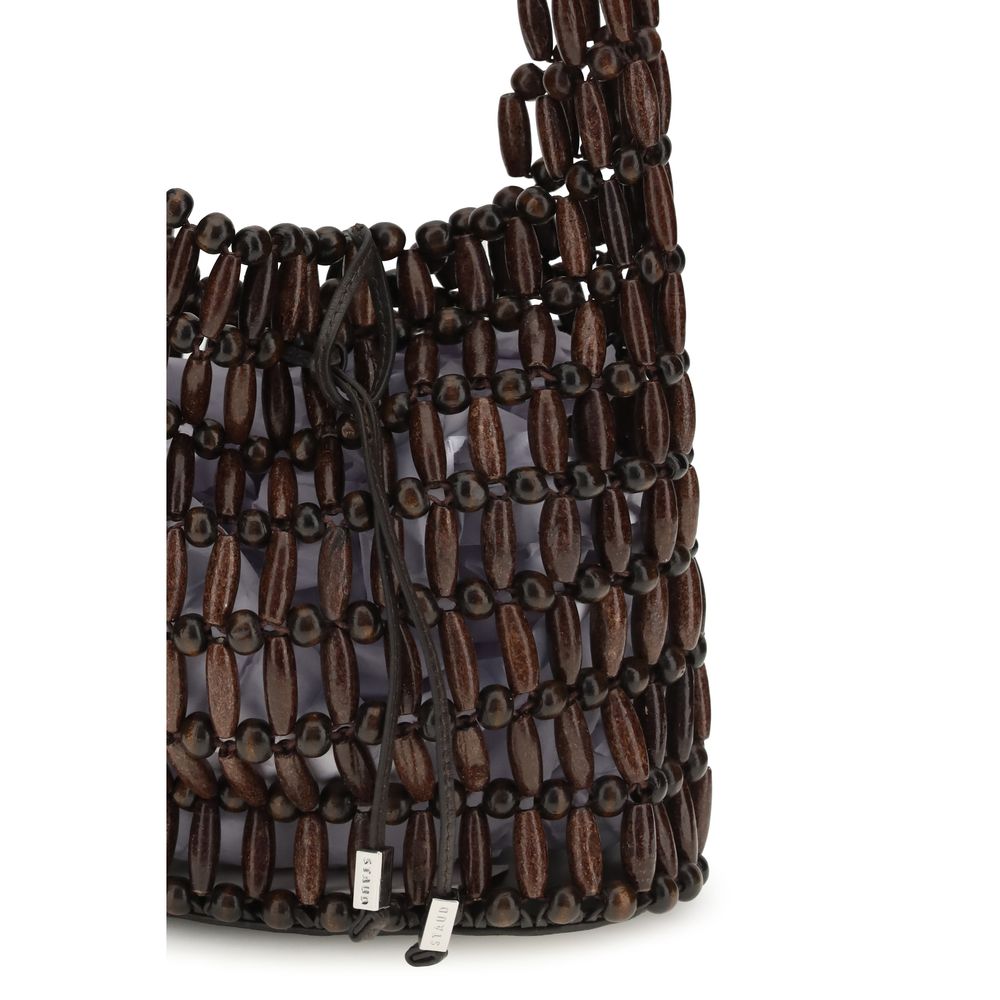 Staud Schultertasche aus braunem Holz