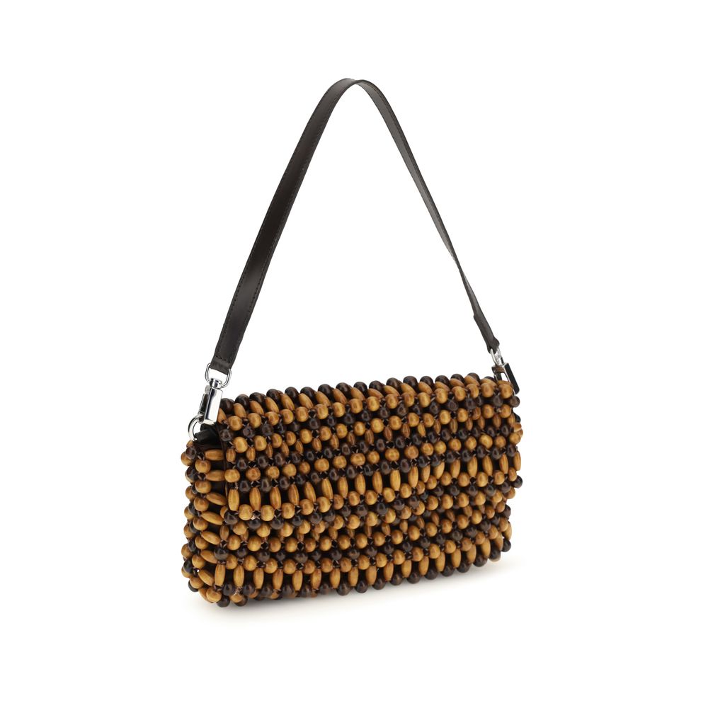 Staud Schultertasche aus braunem Holz