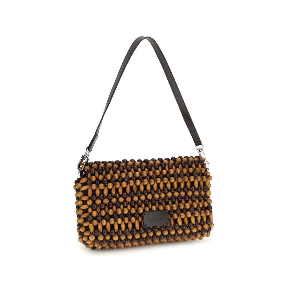 Staud Schultertasche aus braunem Holz