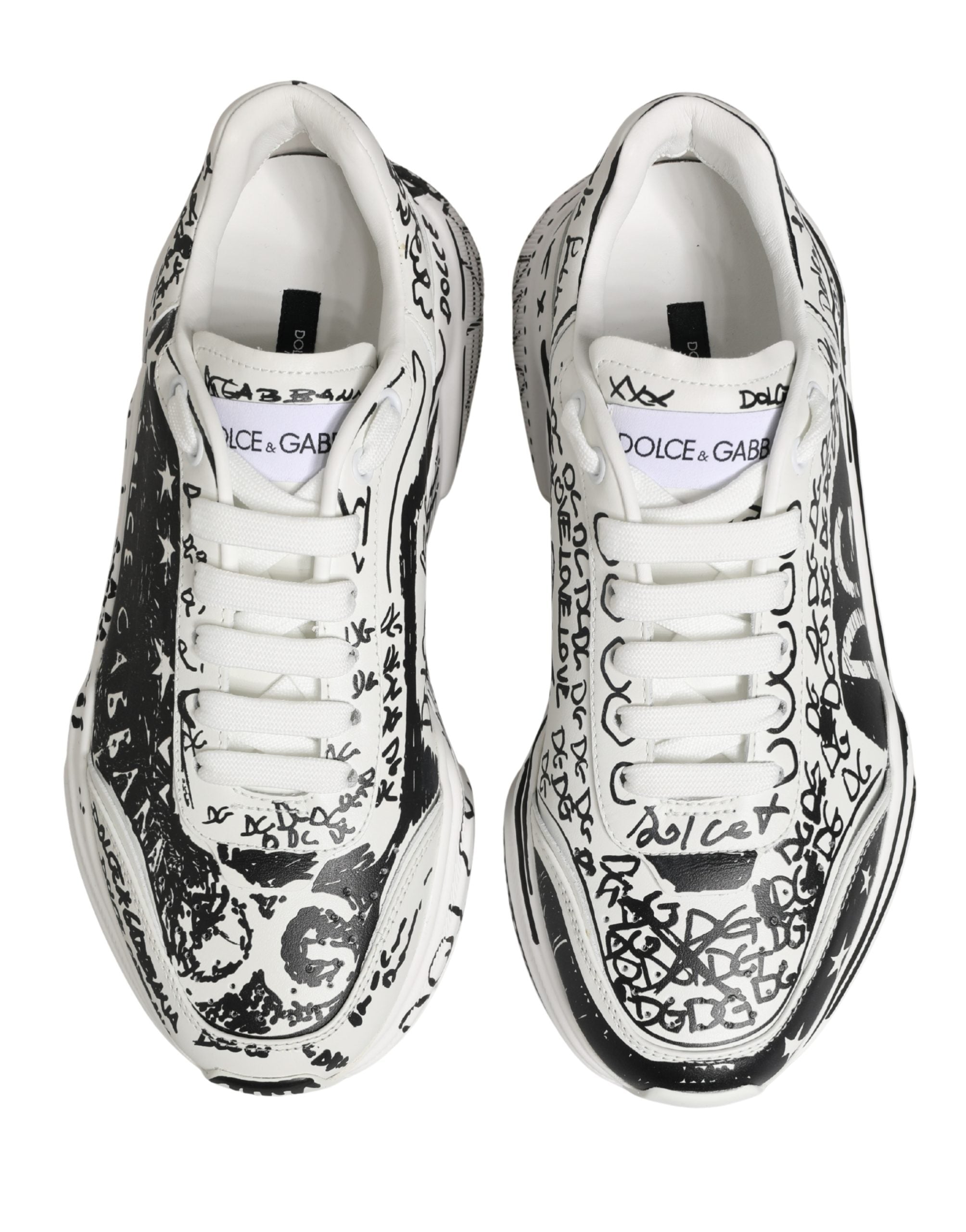 Dolce & Gabbana Weiße Daymaster Graffiti Low-Top Sneaker Schuhe