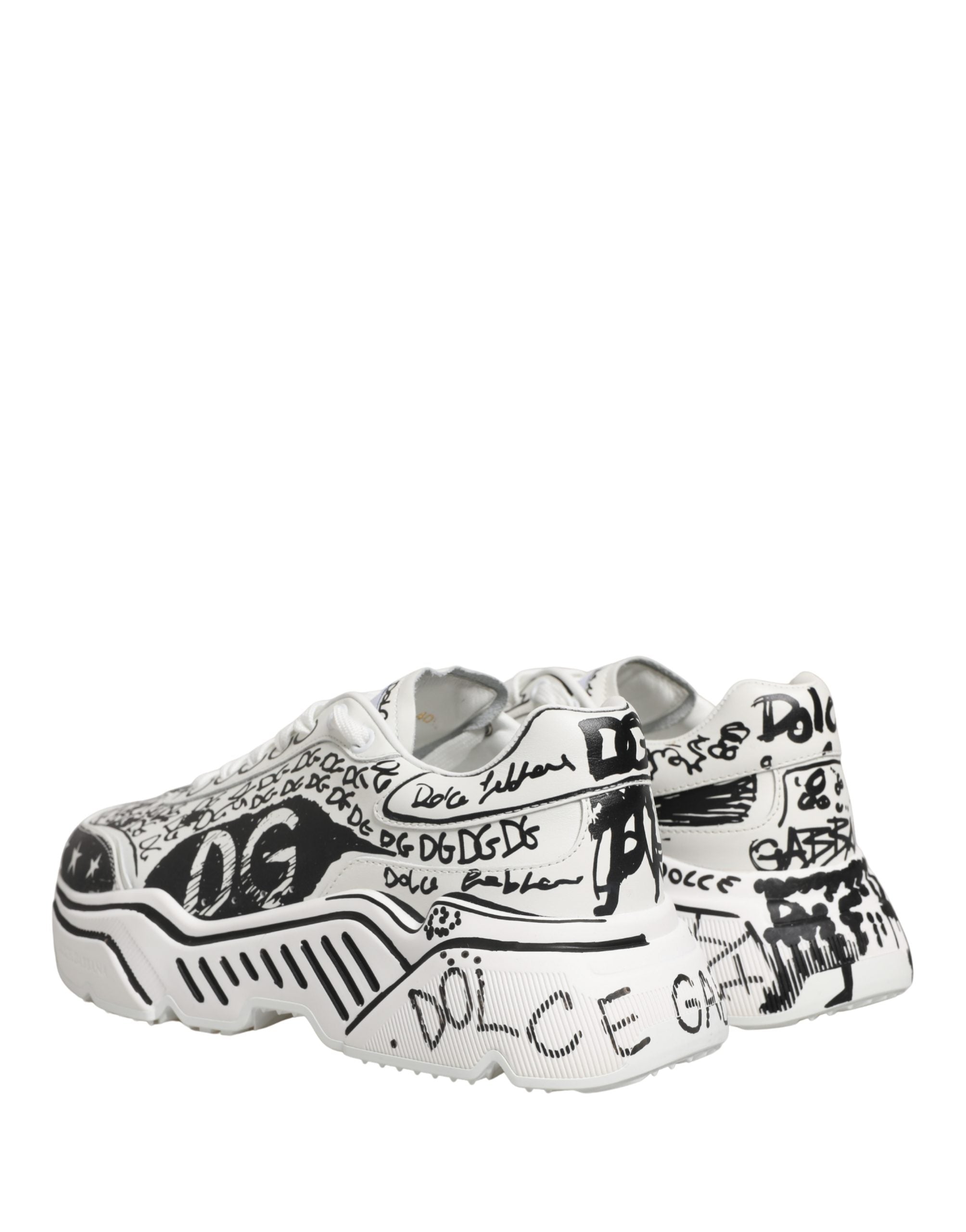 Dolce & Gabbana Weiße Daymaster Graffiti Low-Top Sneaker Schuhe