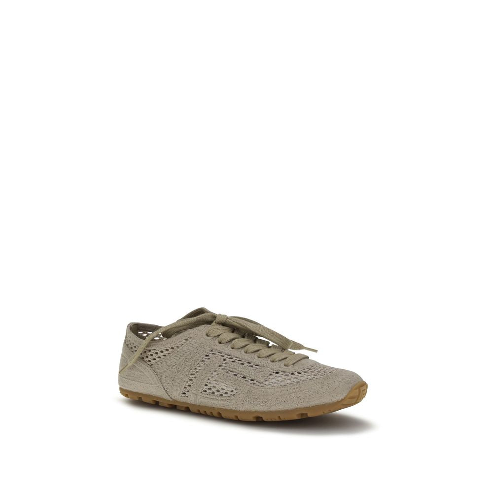 Balmain Beigefarbene Baumwoll-Sportschuhe