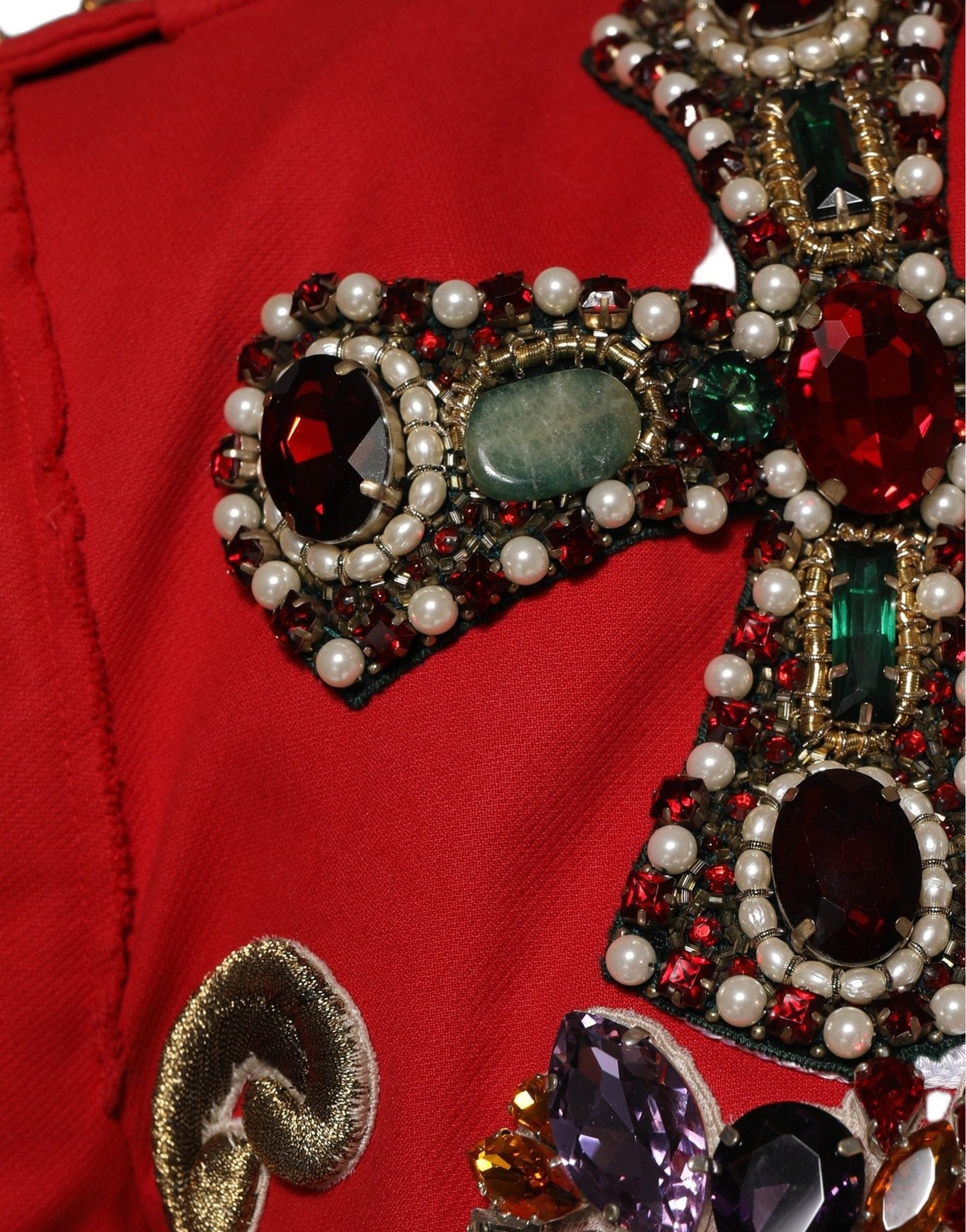 Dolce & Gabbana Mehrfarbige asymmetrische verzierte Juwelen-Cropped-Jacke