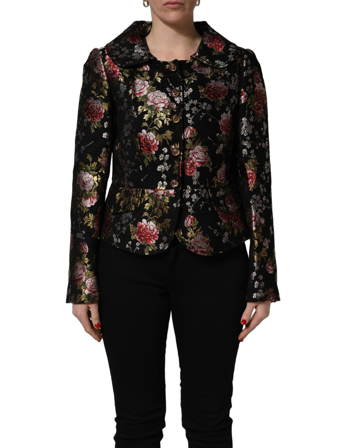 Dolce & Gabbana Mehrfarbige Blumen-Brocade-Blazerjacke