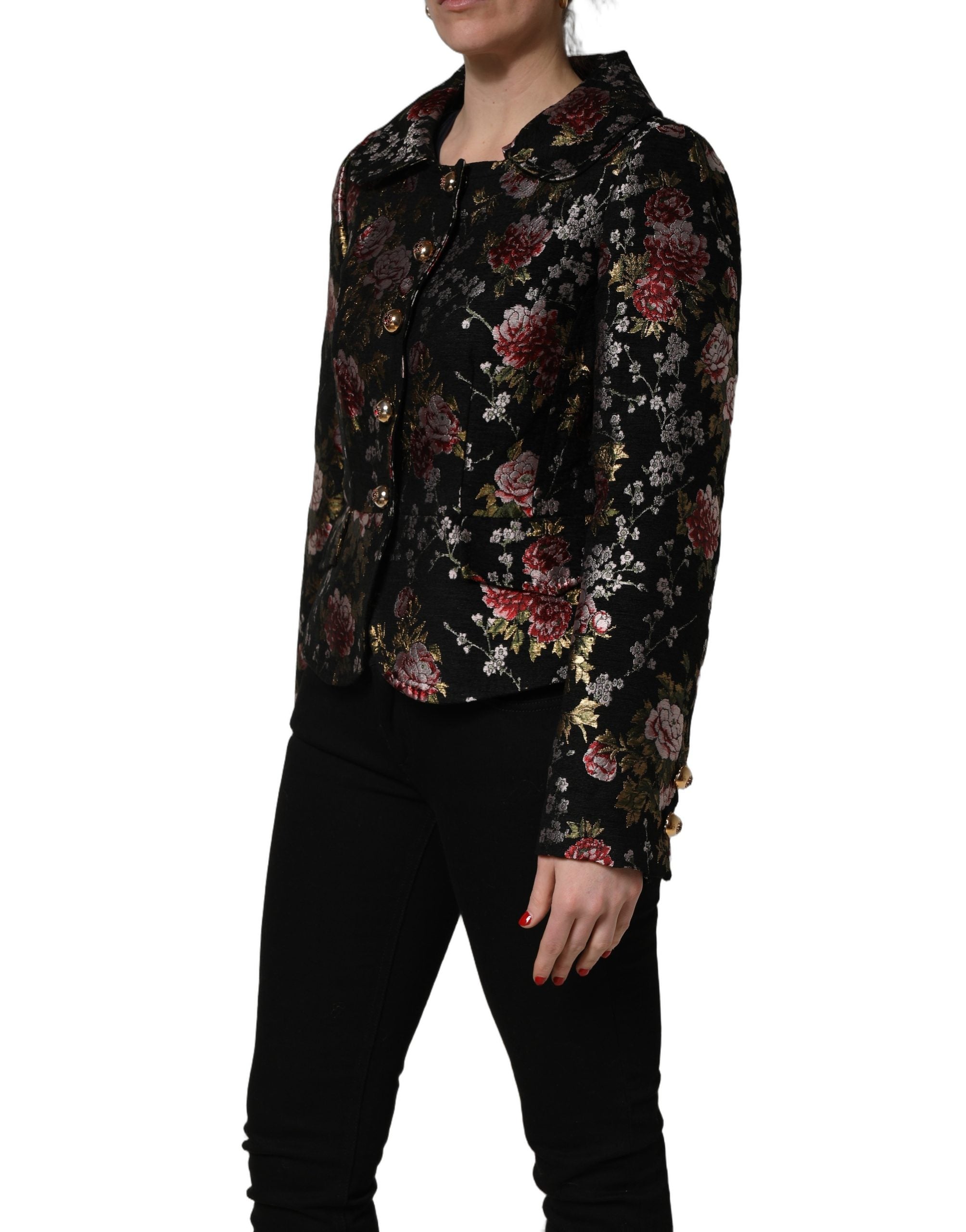 Dolce & Gabbana Mehrfarbige Blumen-Brocade-Blazerjacke