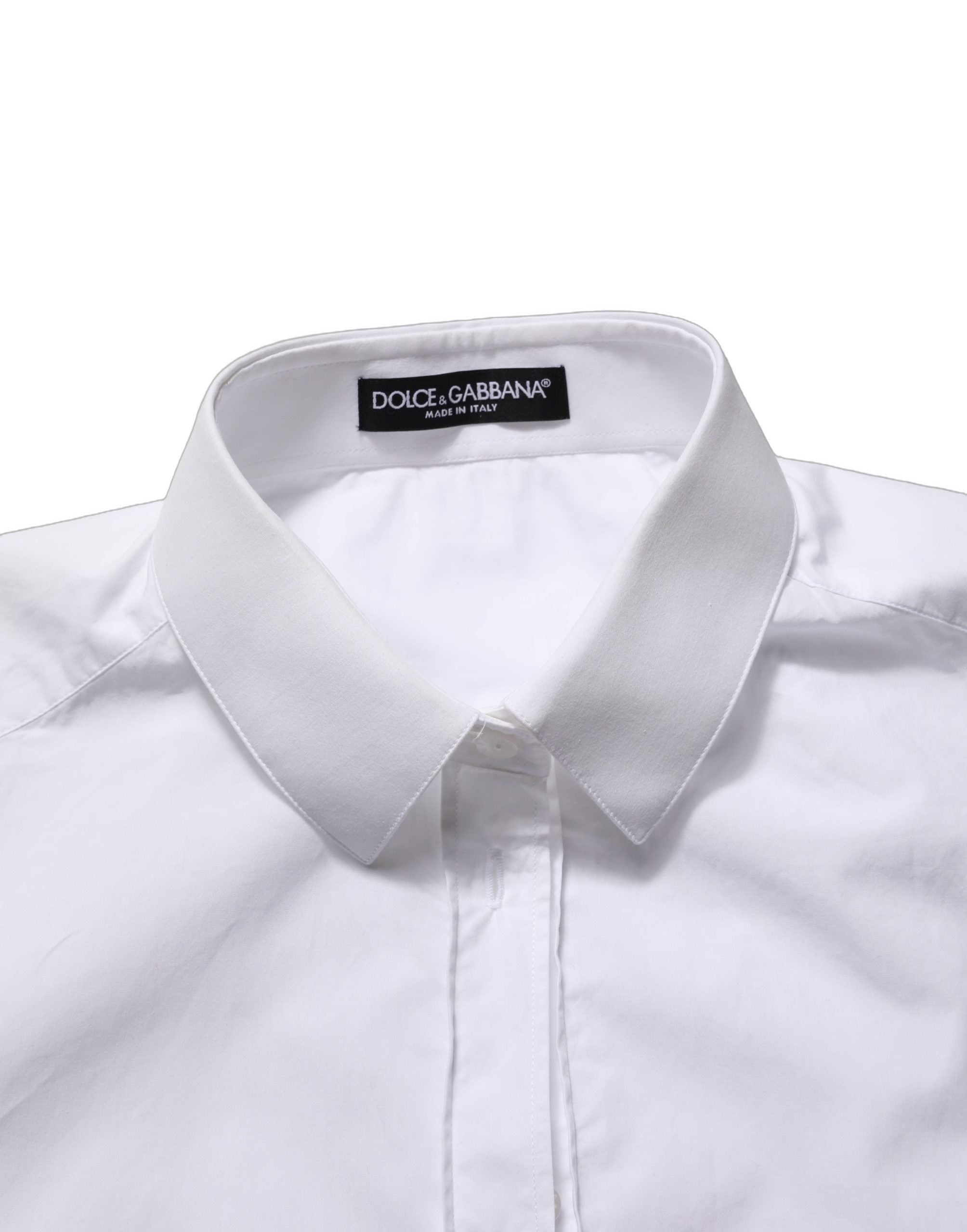 Dolce & Gabbana Weißes Langarm-Hemd aus Baumwolle mit Knopfleiste