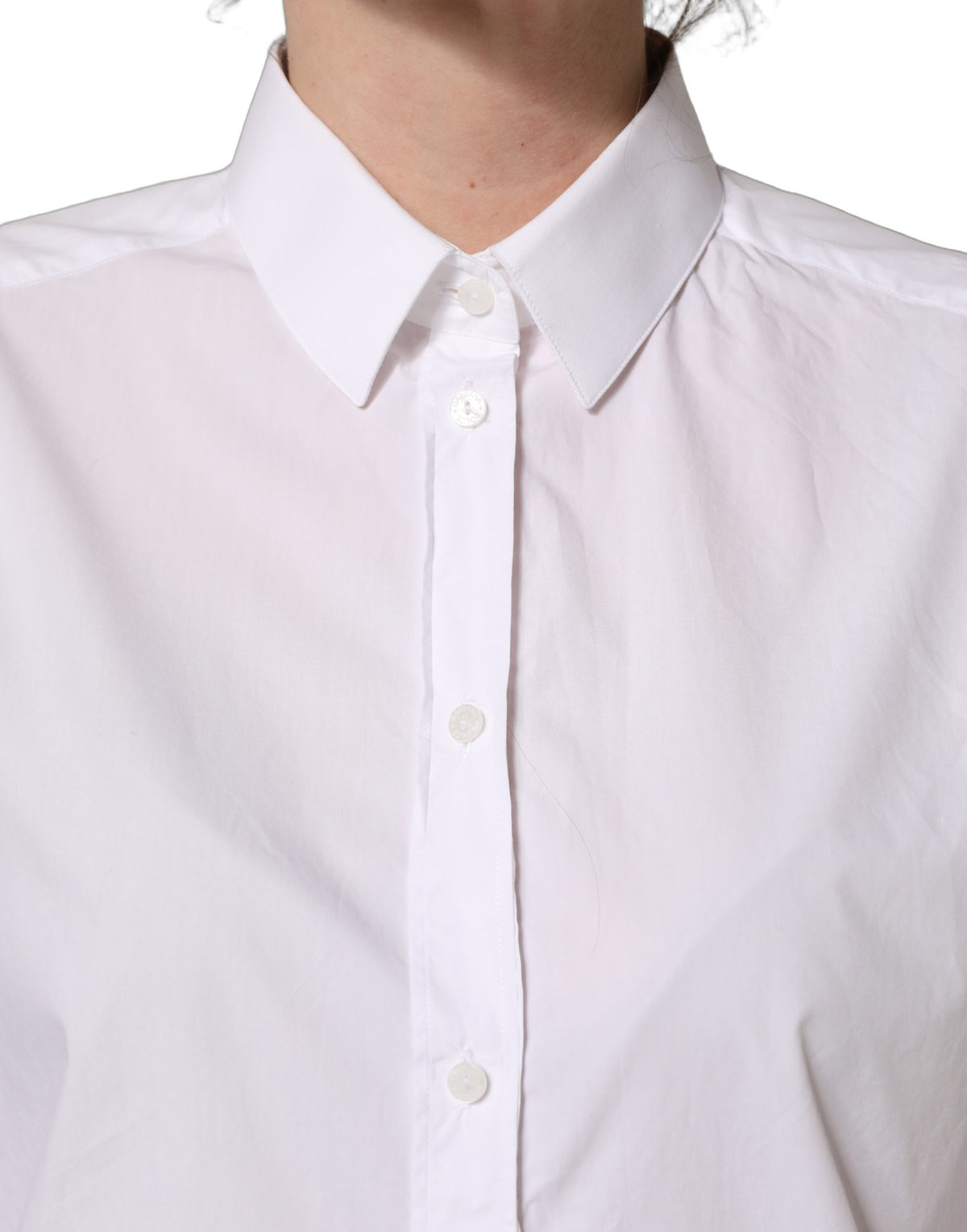 Dolce & Gabbana Weißes Langarm-Hemd aus Baumwolle mit Knopfleiste