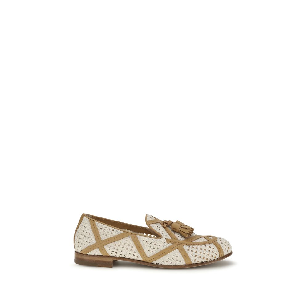 Fratelli Rossetti Beige Leinen Slipper-Loafer
