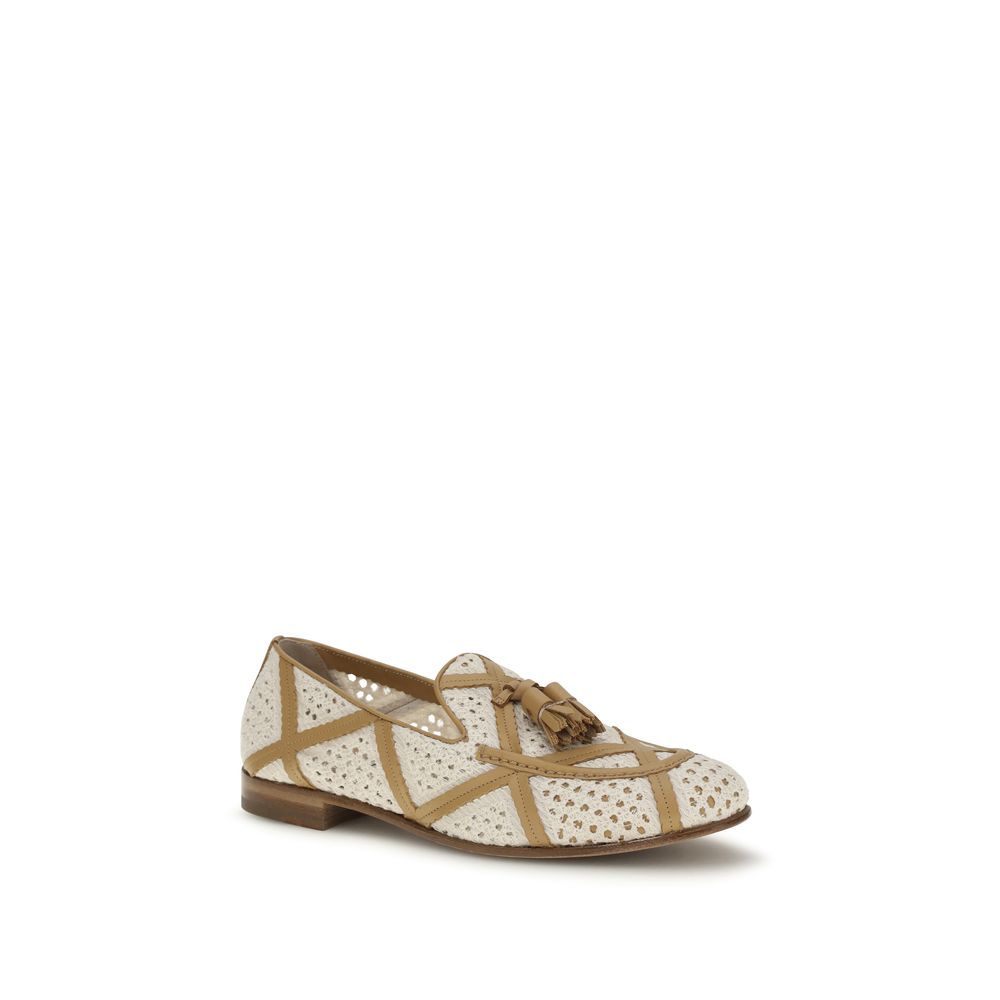 Fratelli Rossetti Beige Leinen Slipper-Loafer