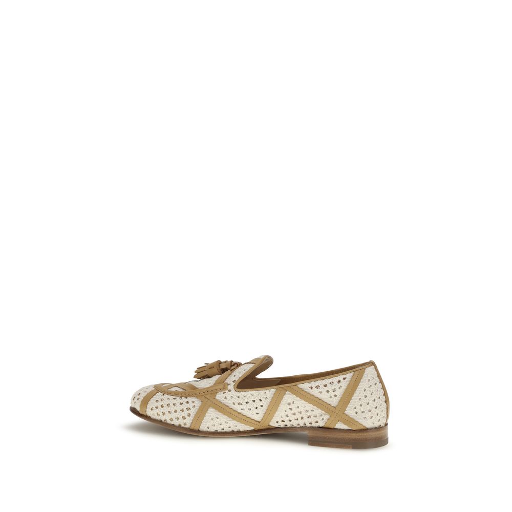Fratelli Rossetti Beige Leinen Slipper-Loafer