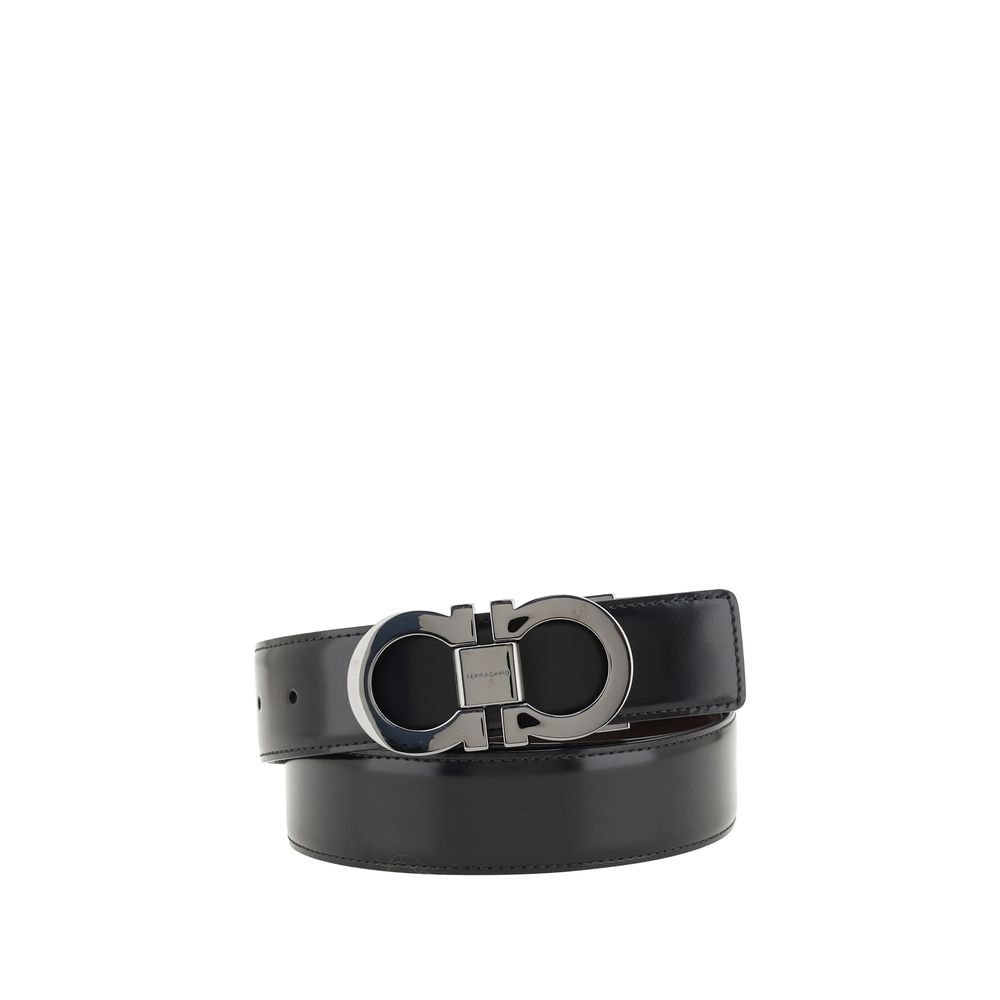Ferragamo Schwarzer Kalbsleder Bos Taurus Regular Gürtel