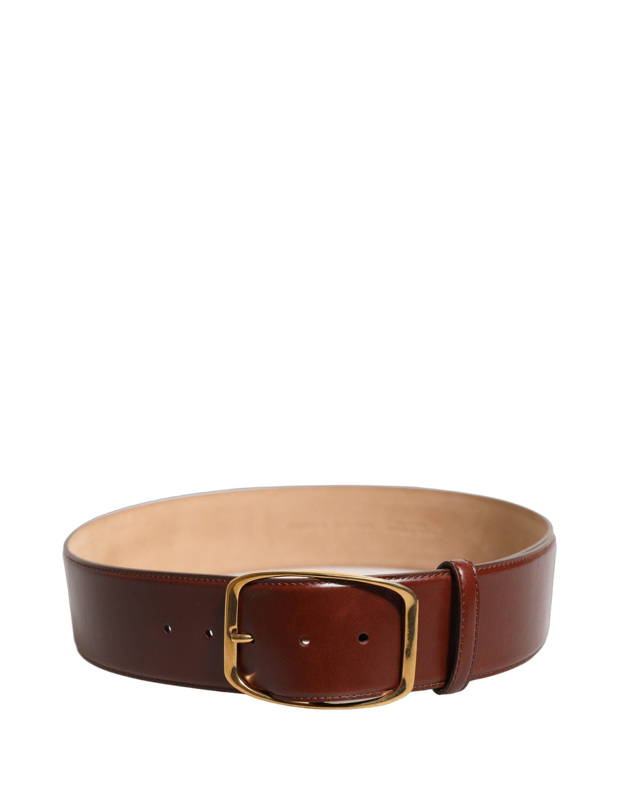 Dolce & Gabbana Gürtel aus braunem Kalbsleder mit goldfarbener Metallschnalle