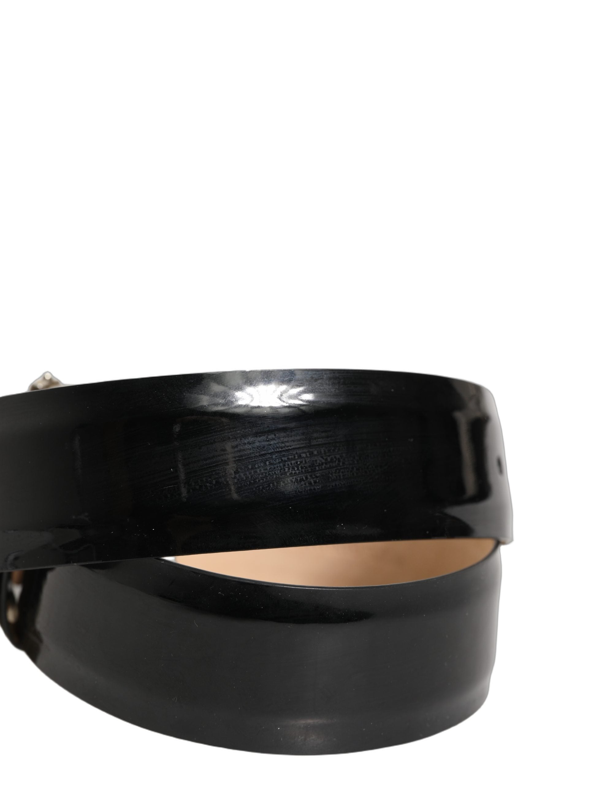 Dolce & Gabbana Schwarzer Ledergürtel mit Kristall- und Metallschließe