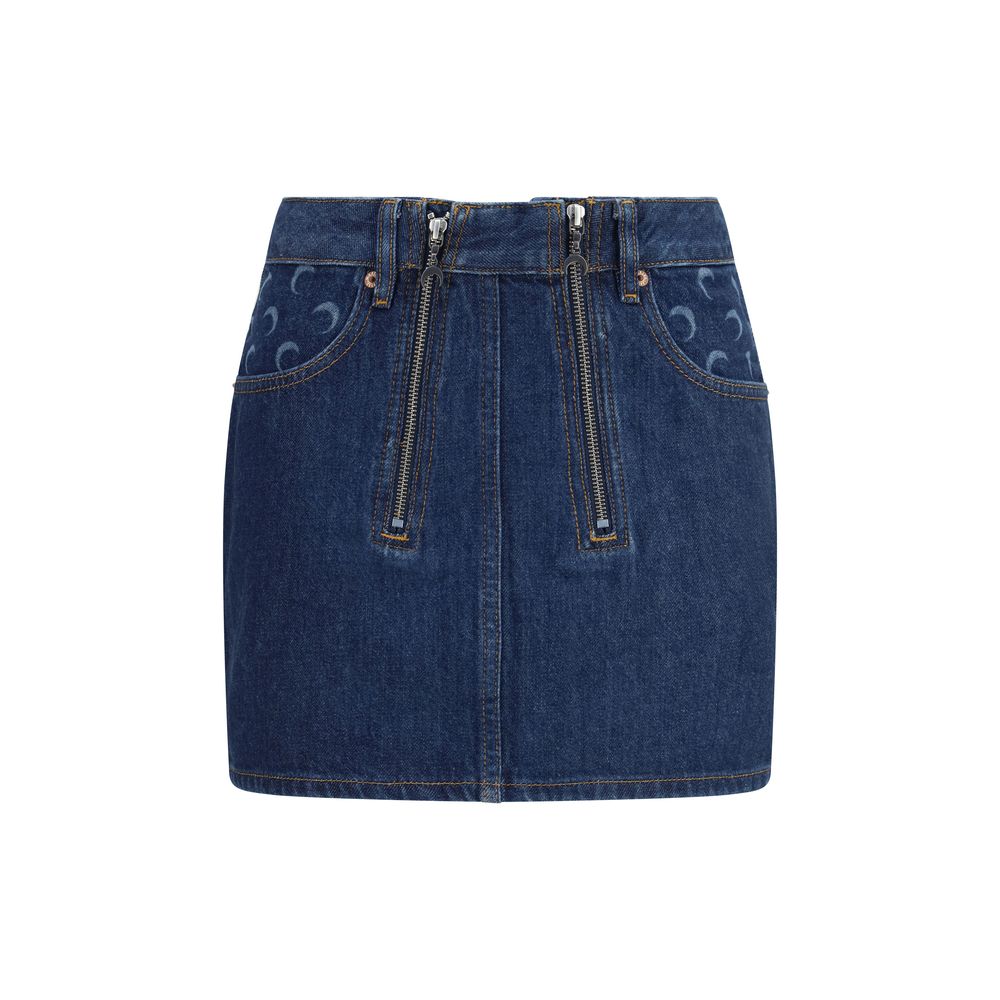 Marine Serre Blaue Baumwoll-Minirock