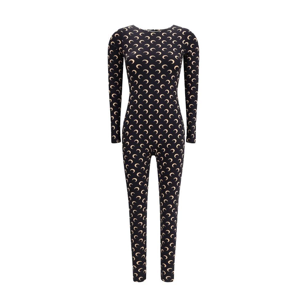 Marine Serre Brauner Polyamid-Jumpsuit