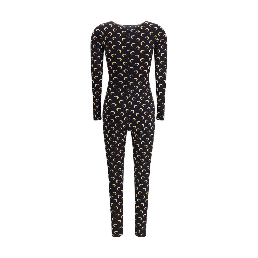 Marine Serre Brauner Polyamid-Jumpsuit
