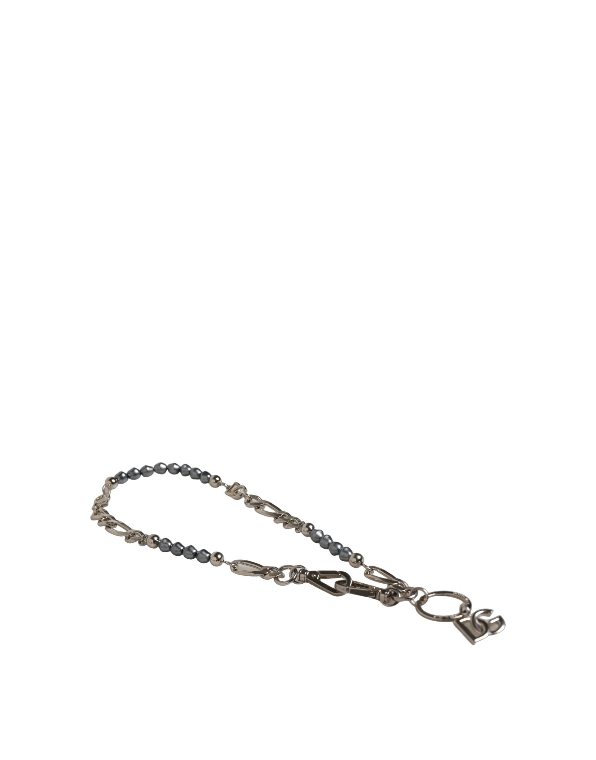 Dolce & Gabbana Halskette mit silberfarbener Kette und DG-Logo-Anhänger