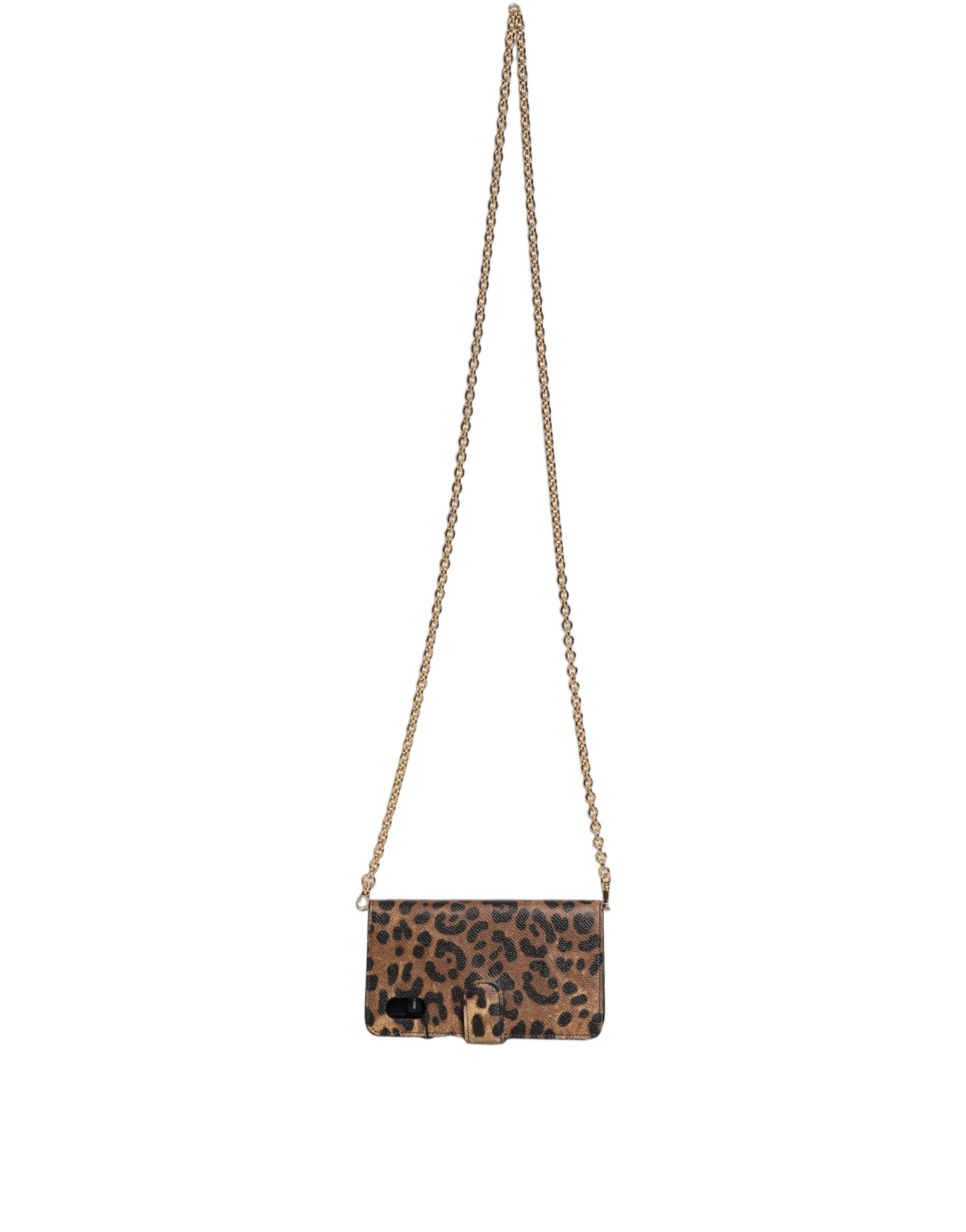 Dolce & Gabbana Flip Cover Braun Leopard Kristall iPhone X - XS Hülle