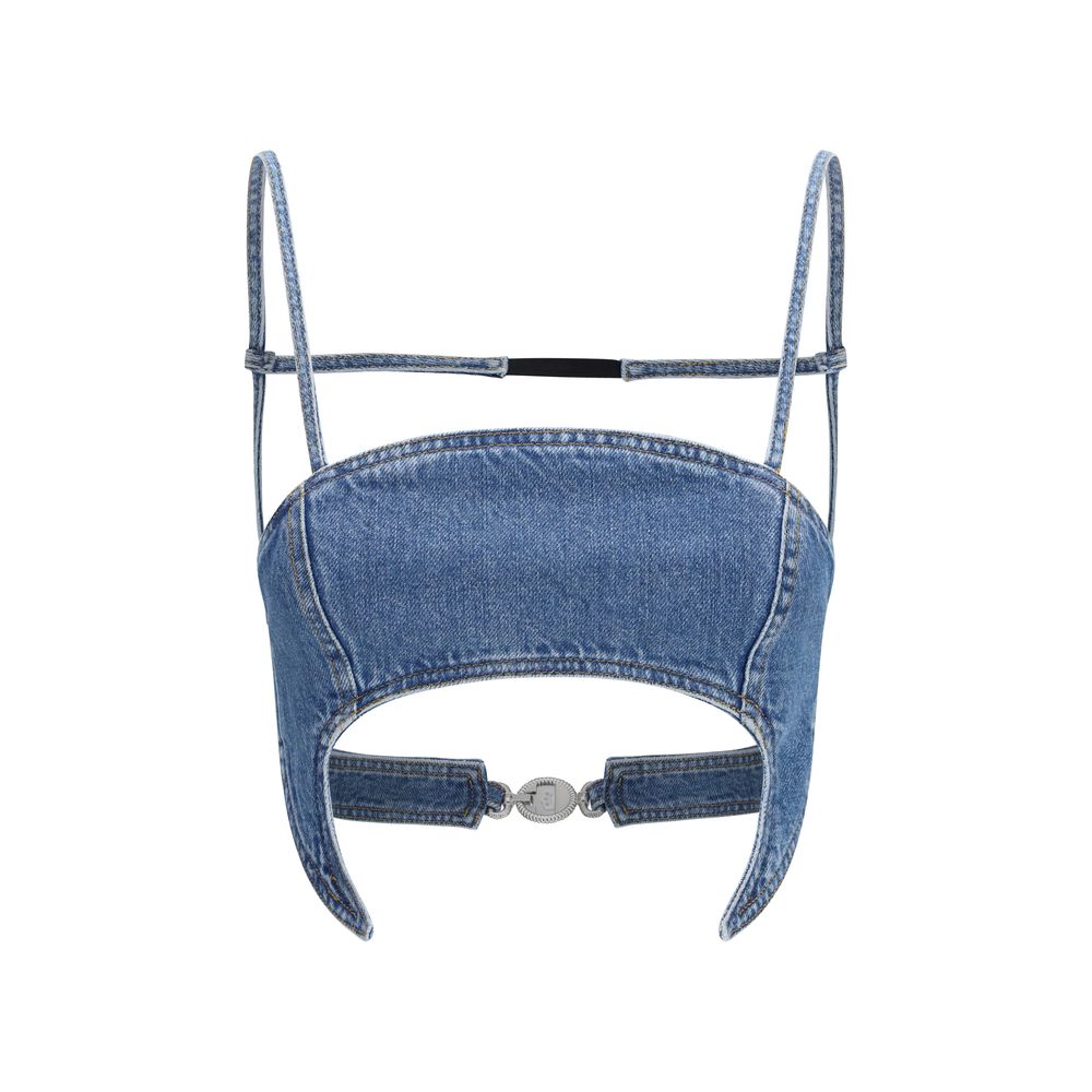 Marine Serre Blaues Denim-Hemd
