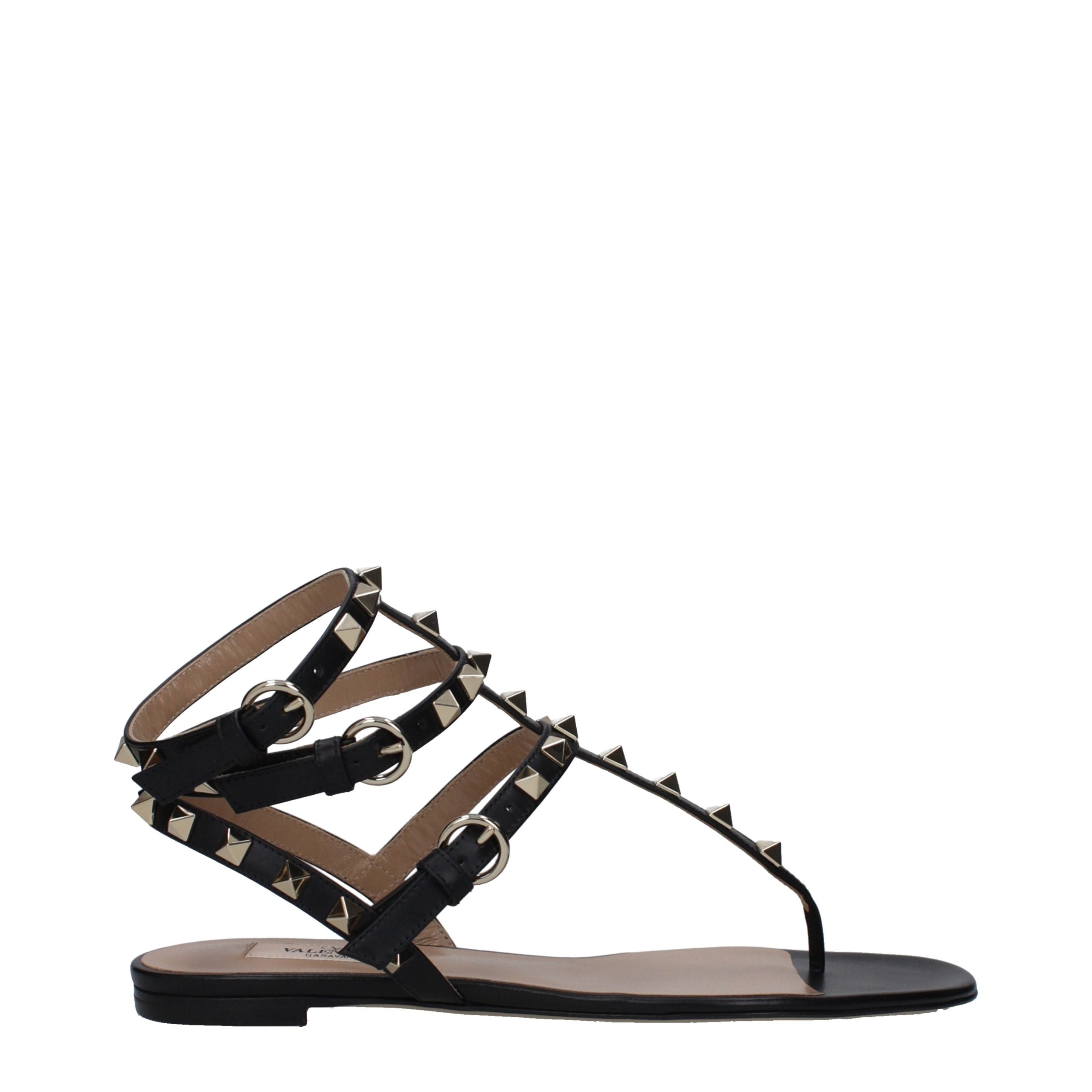 Valentino Garavani Schwarze Leder-Flip-Flop-Sandalen