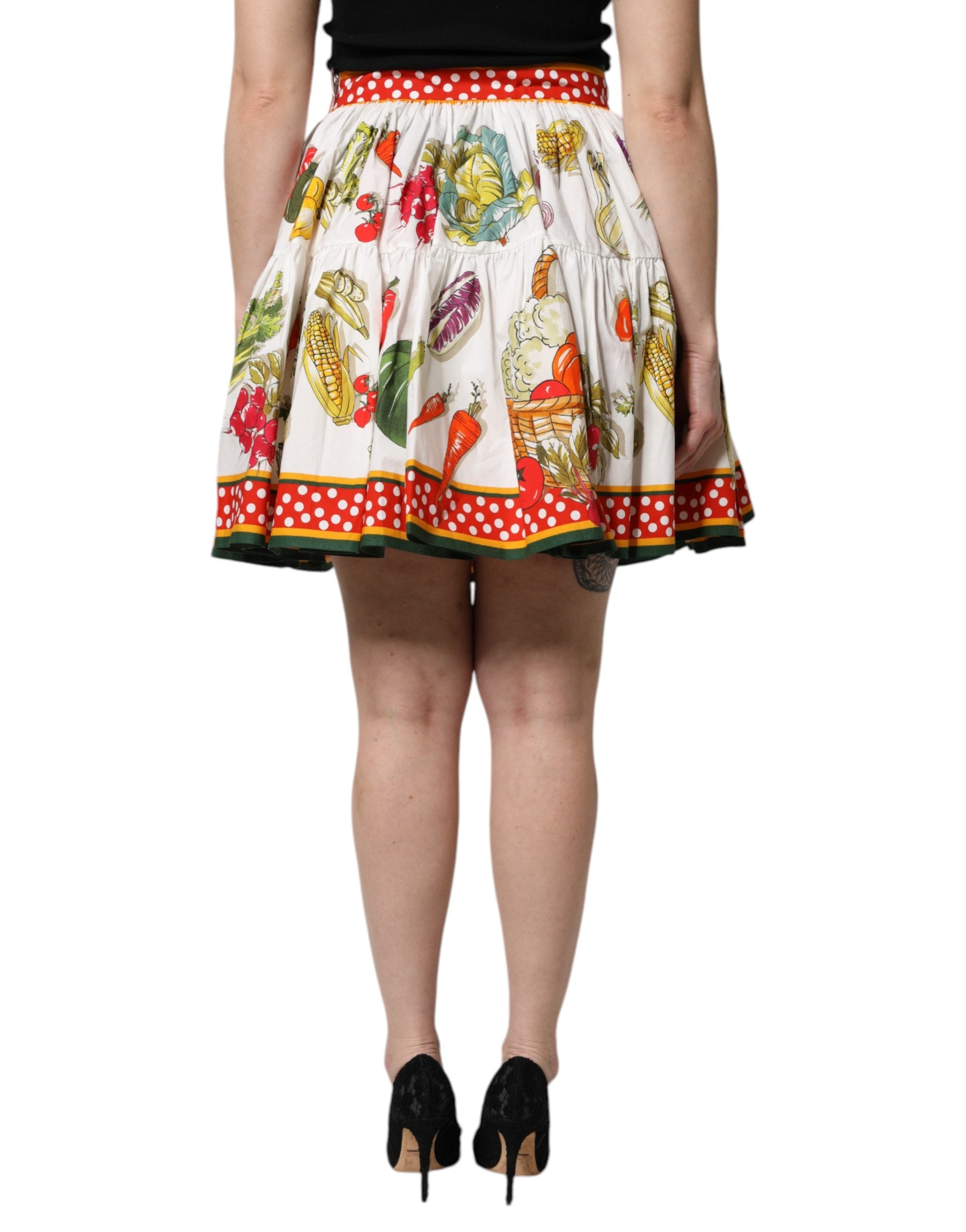 Dolce & Gabbana Kurzer Popeline-Minirock mit buntem Gemüseprint