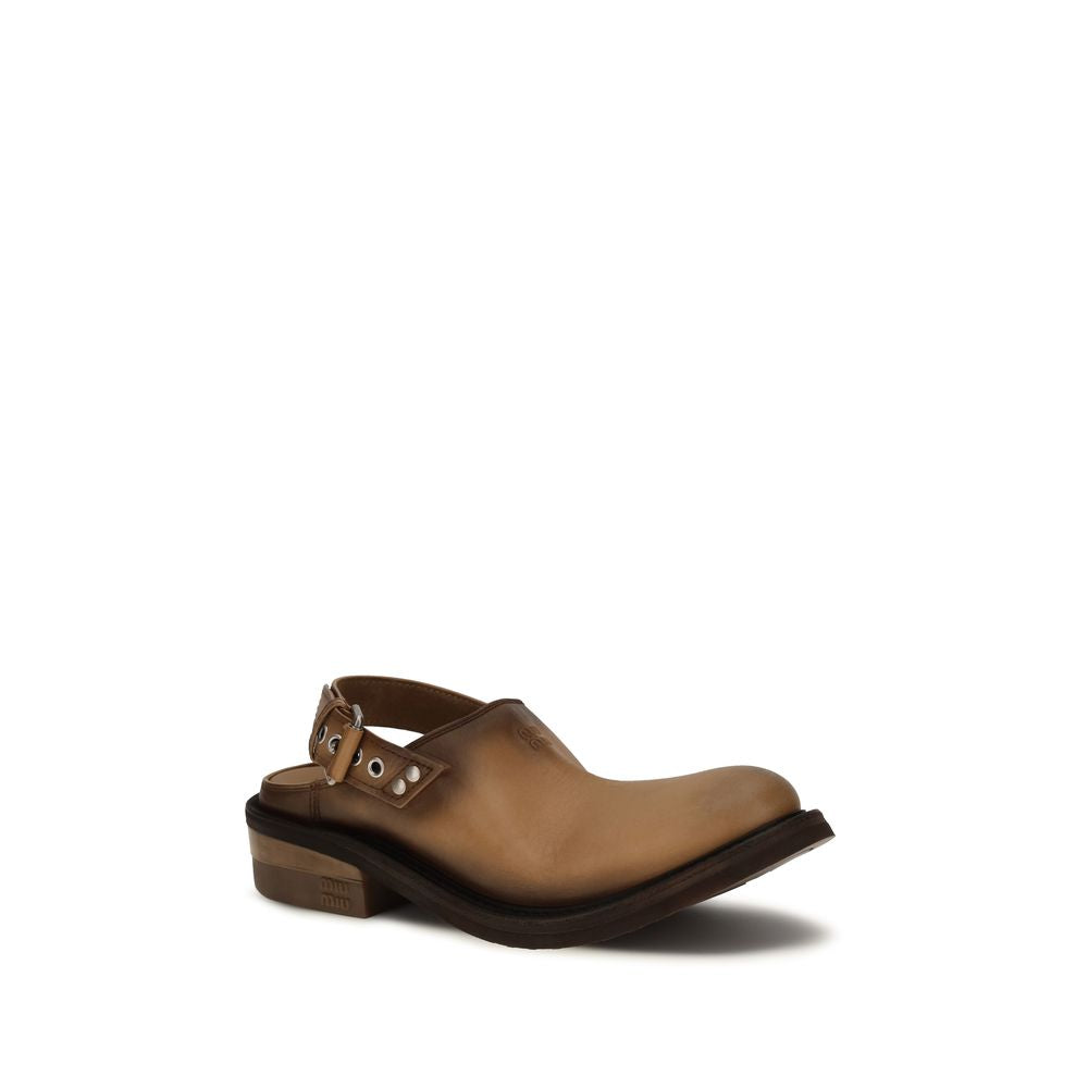 Miu Miu Braune Kalbsleder Bos Taurus Mules