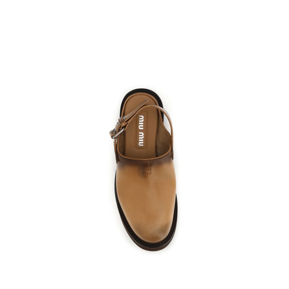 Miu Miu Braune Kalbsleder Bos Taurus Mules