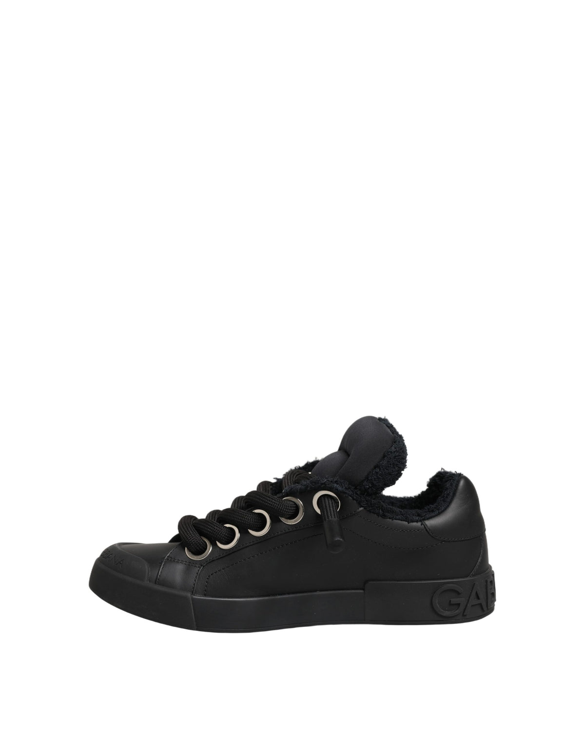 Dolce & Gabbana Schwarze Leder Low Top Portofino Sneaker