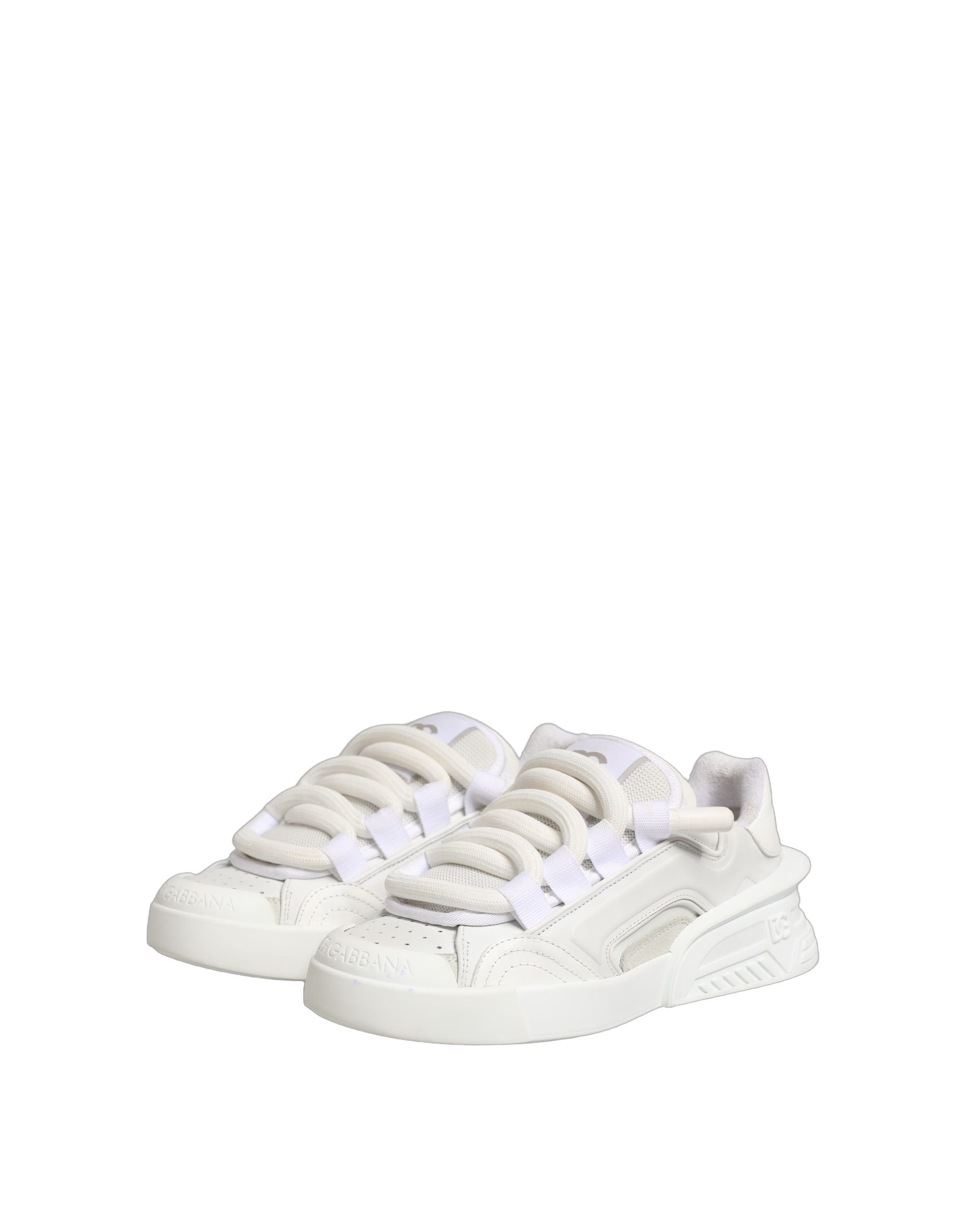 Dolce & Gabbana Weiße Low-Top-Sneaker aus Kalbsleder