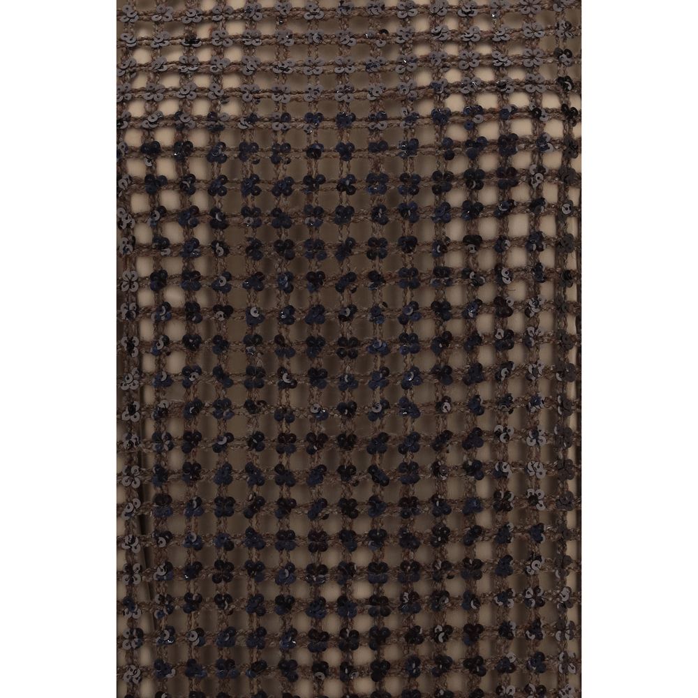 Brunello Cucinelli Braunes Seiden-Cocktailkleid