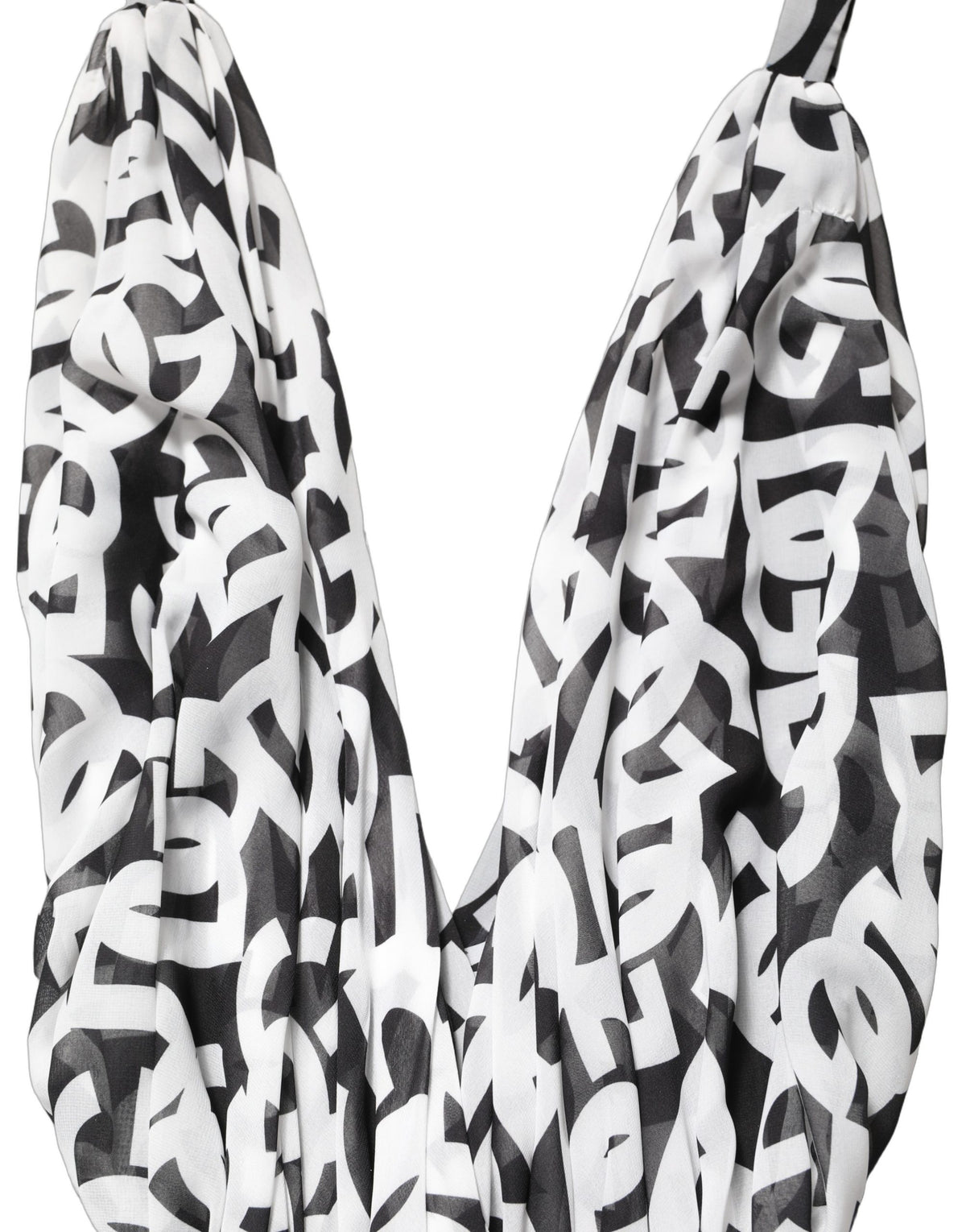 Dolce & Gabbana Ärmelloses bodenlanges Maxikleid mit schwarzem und weißem Logo