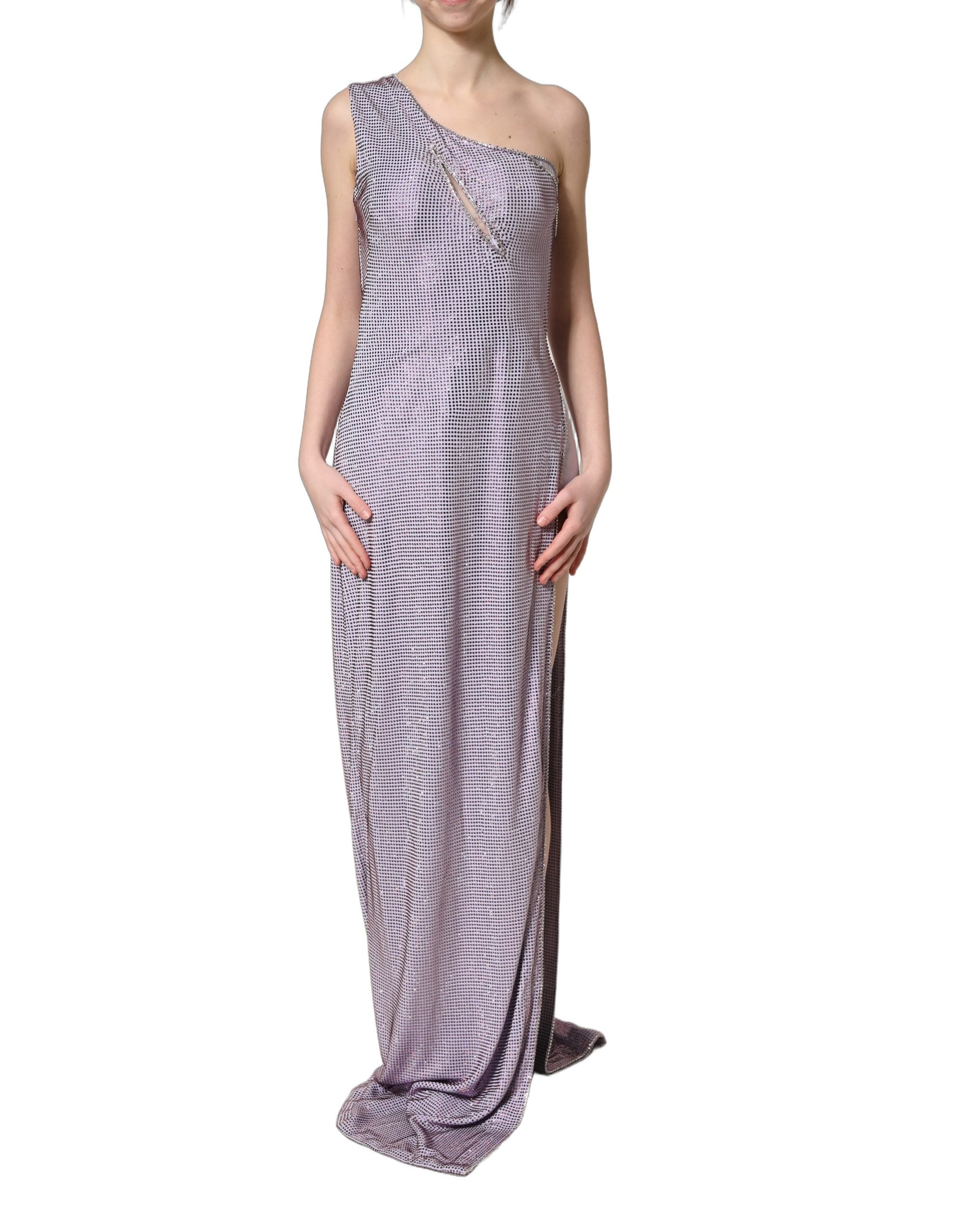 Dolce & Gabbana Abendkleid mit einer Schulter und lila Kristallen