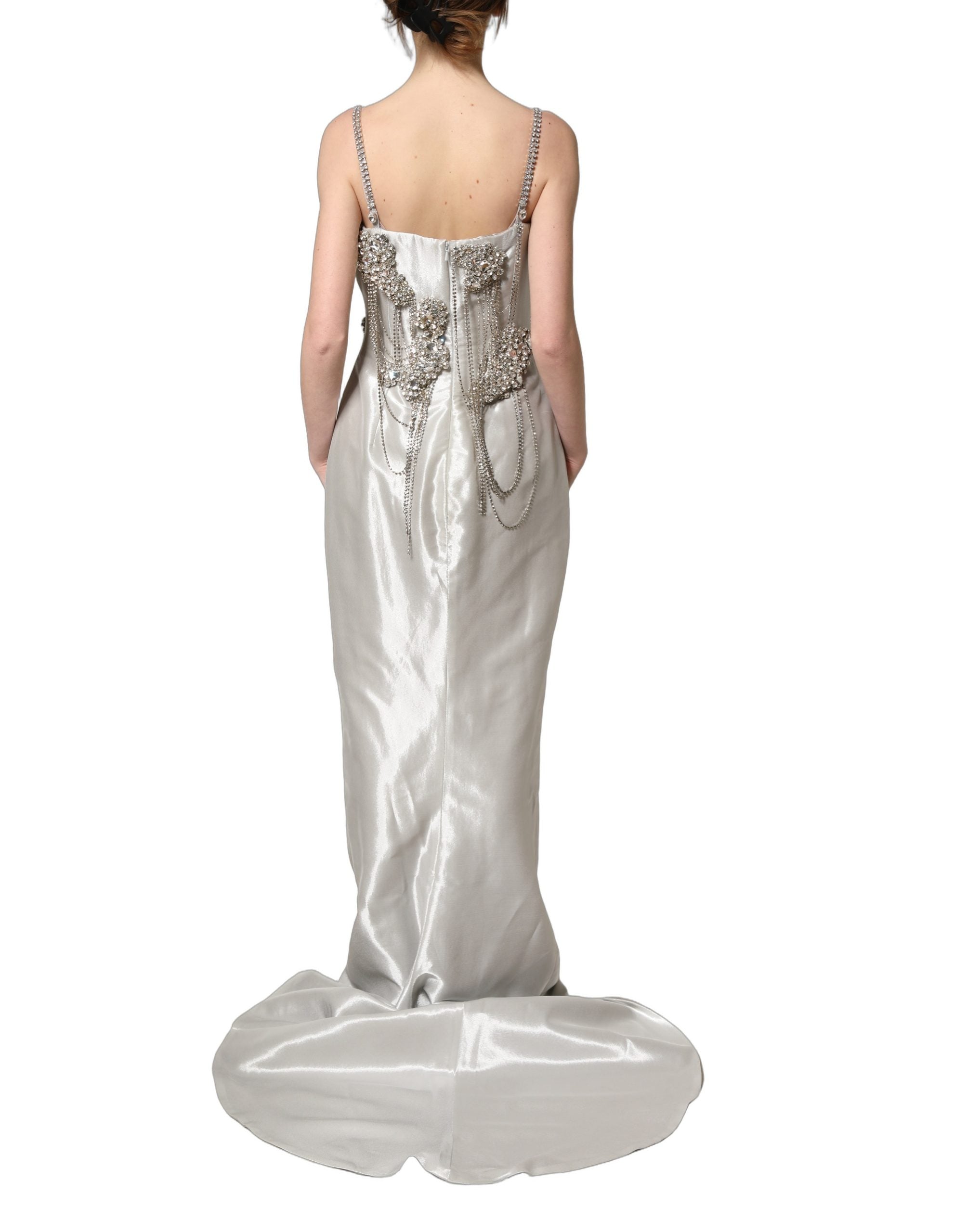 Dolce & Gabbana Abendkleid mit silbernen Kristallverzierungen