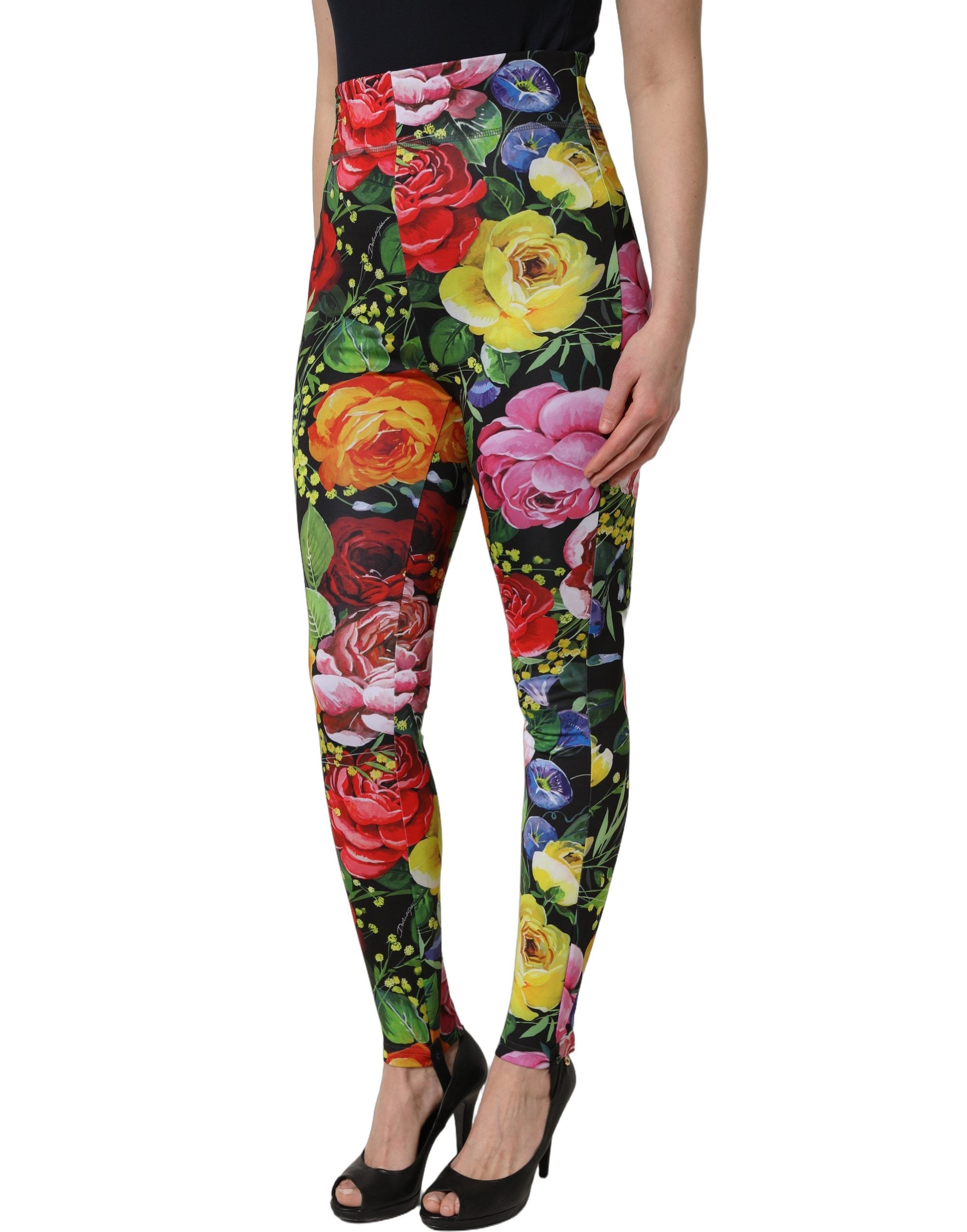 Dolce & Gabbana Leggings aus Stretch-Jersey mit mehrfarbigem Blumenmuster