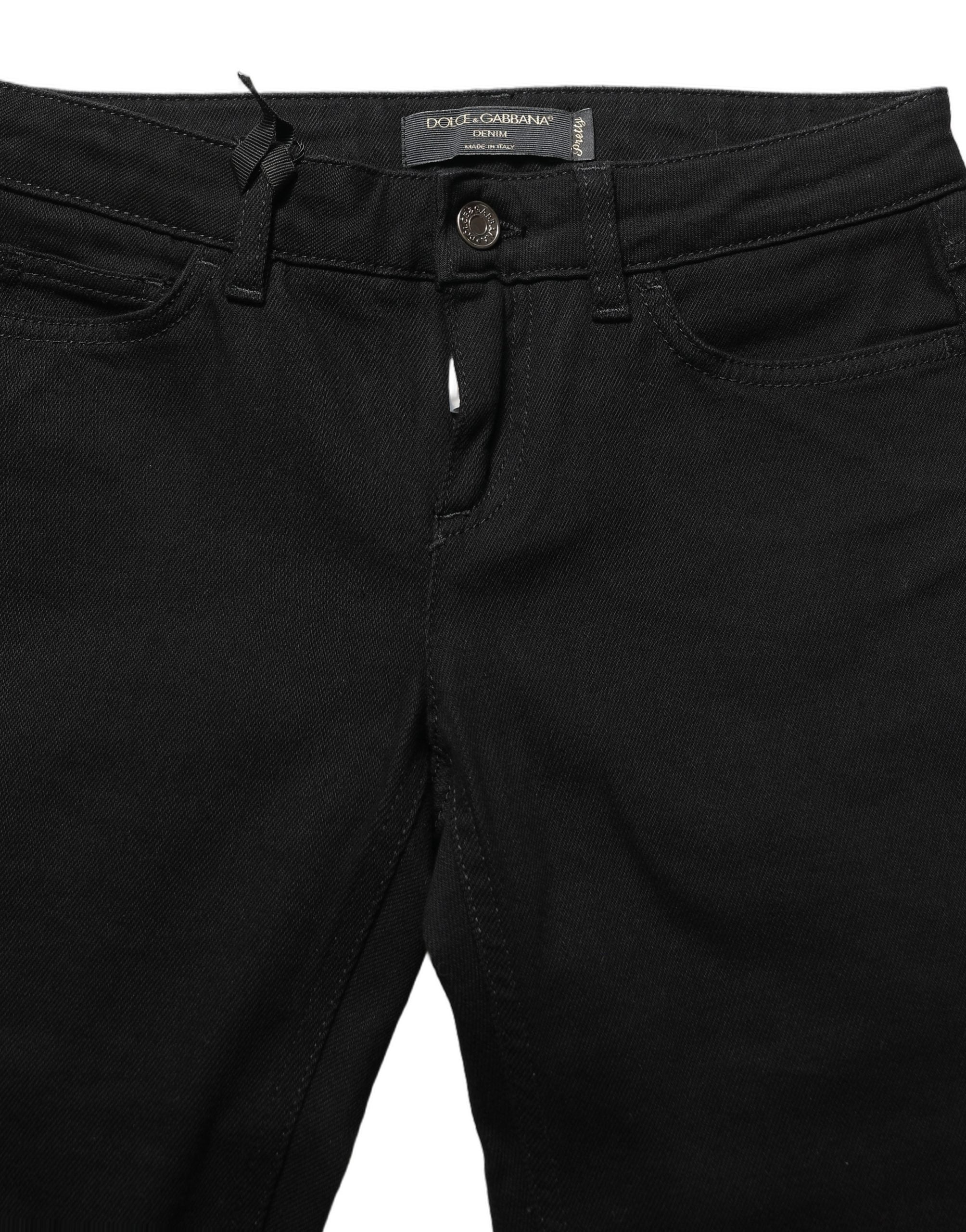 Dolce & Gabbana Schwarze Jeans mit Queen-Stickerei PRETTY Denim