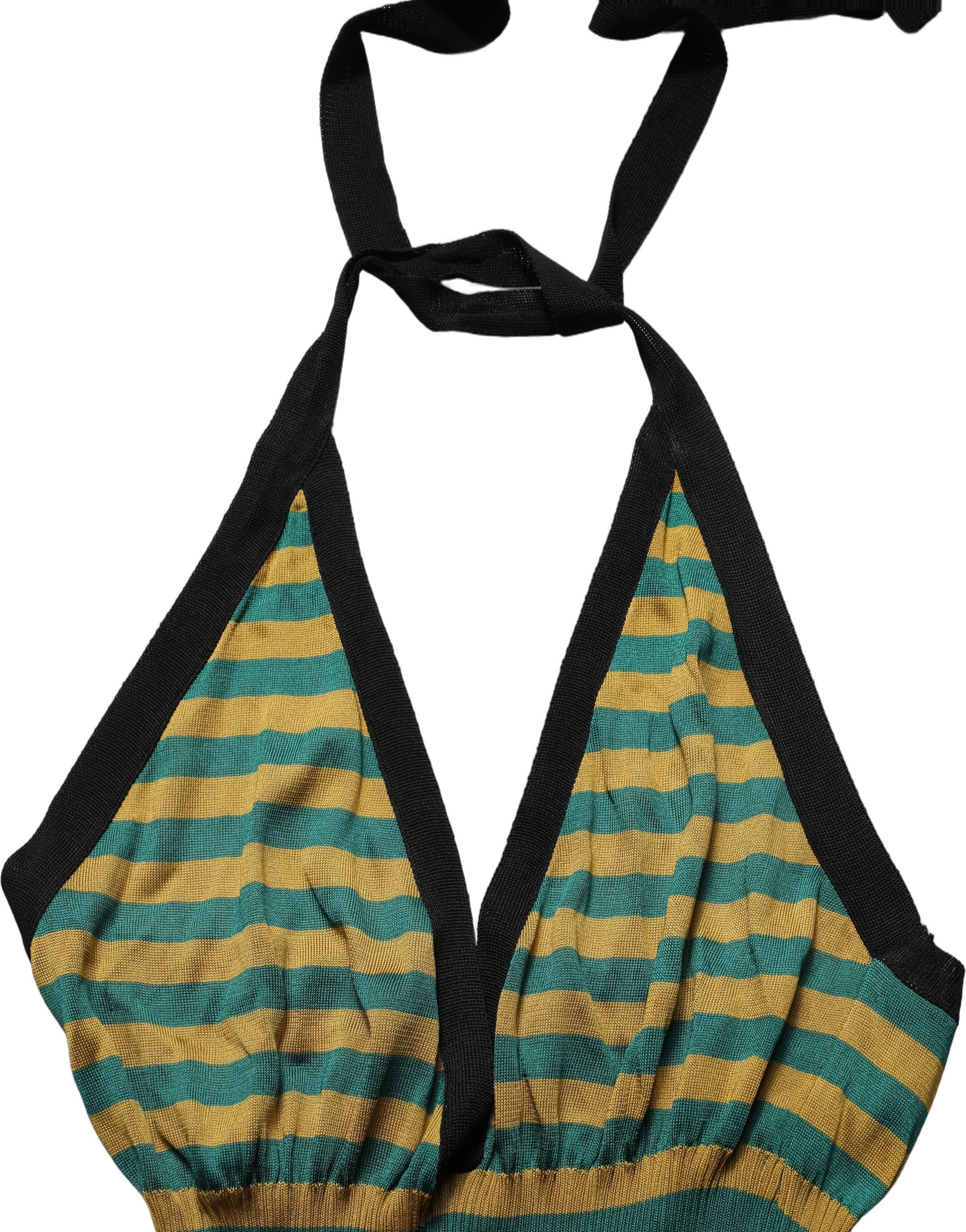 Dolce & Gabbana Mehrfarbig gestreiftes Wollstrick-Neckholder-Top