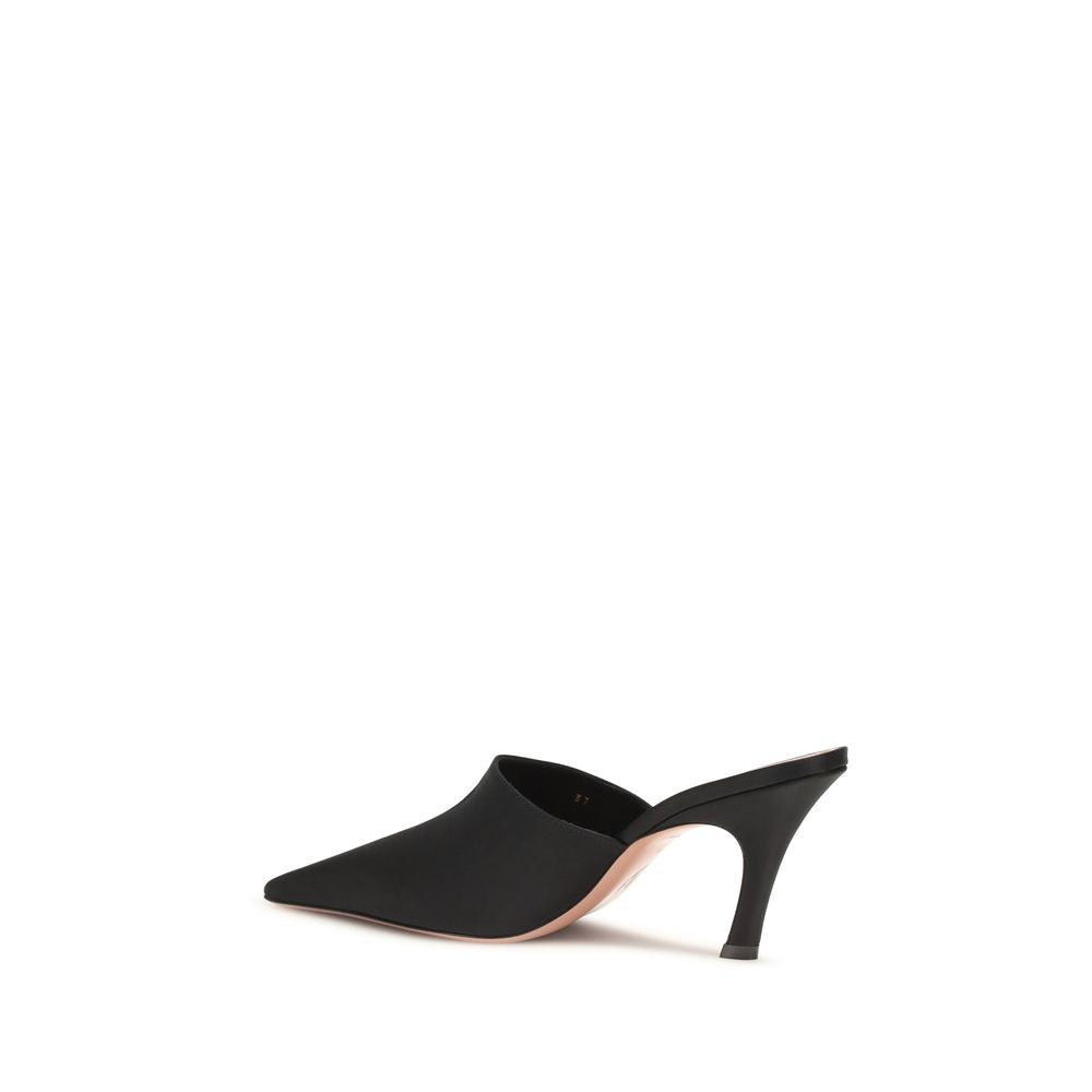 Amina Muaddi Schwarze Sandalen aus Seide