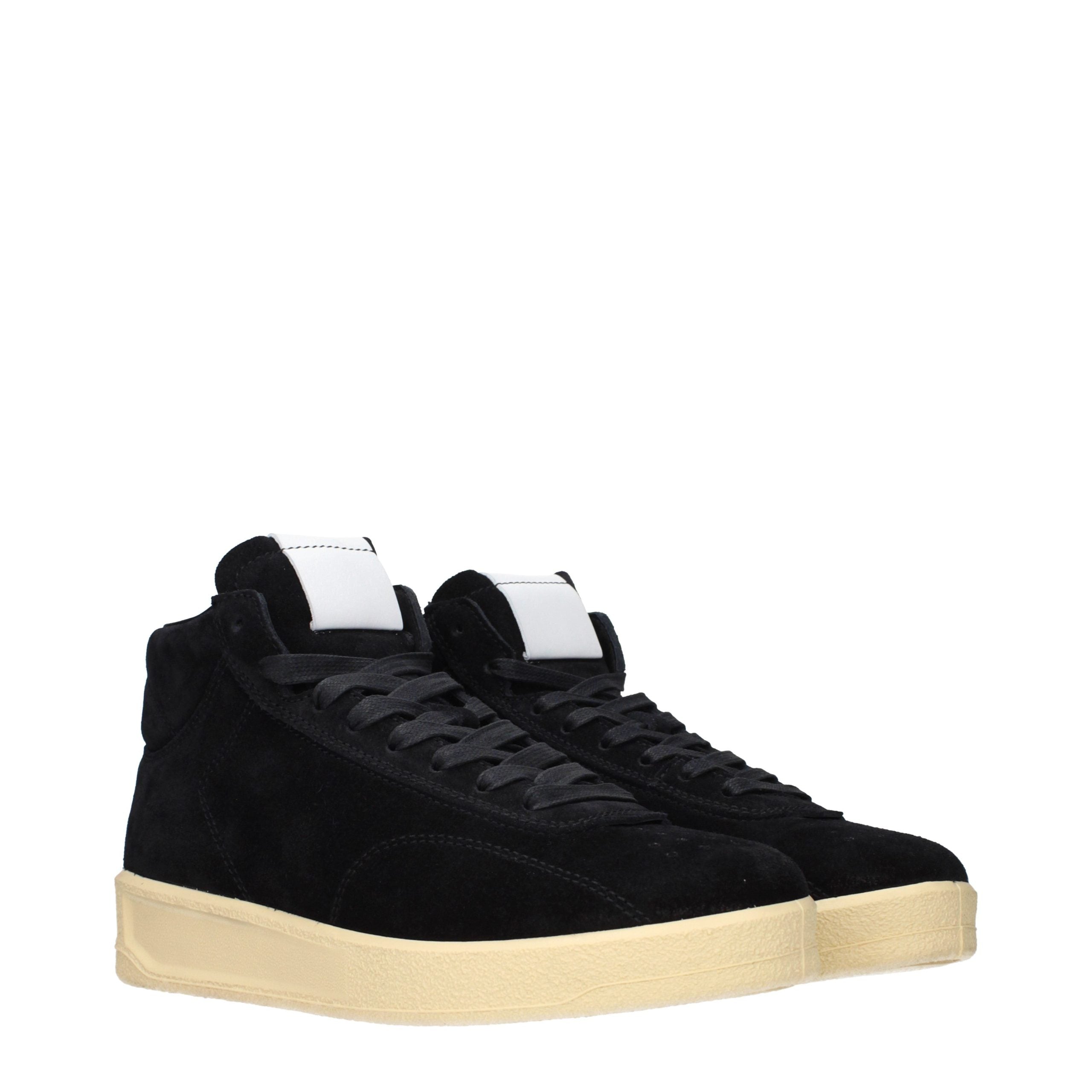 Jil Sander Schwarze Leder-High-Top-Sneaker