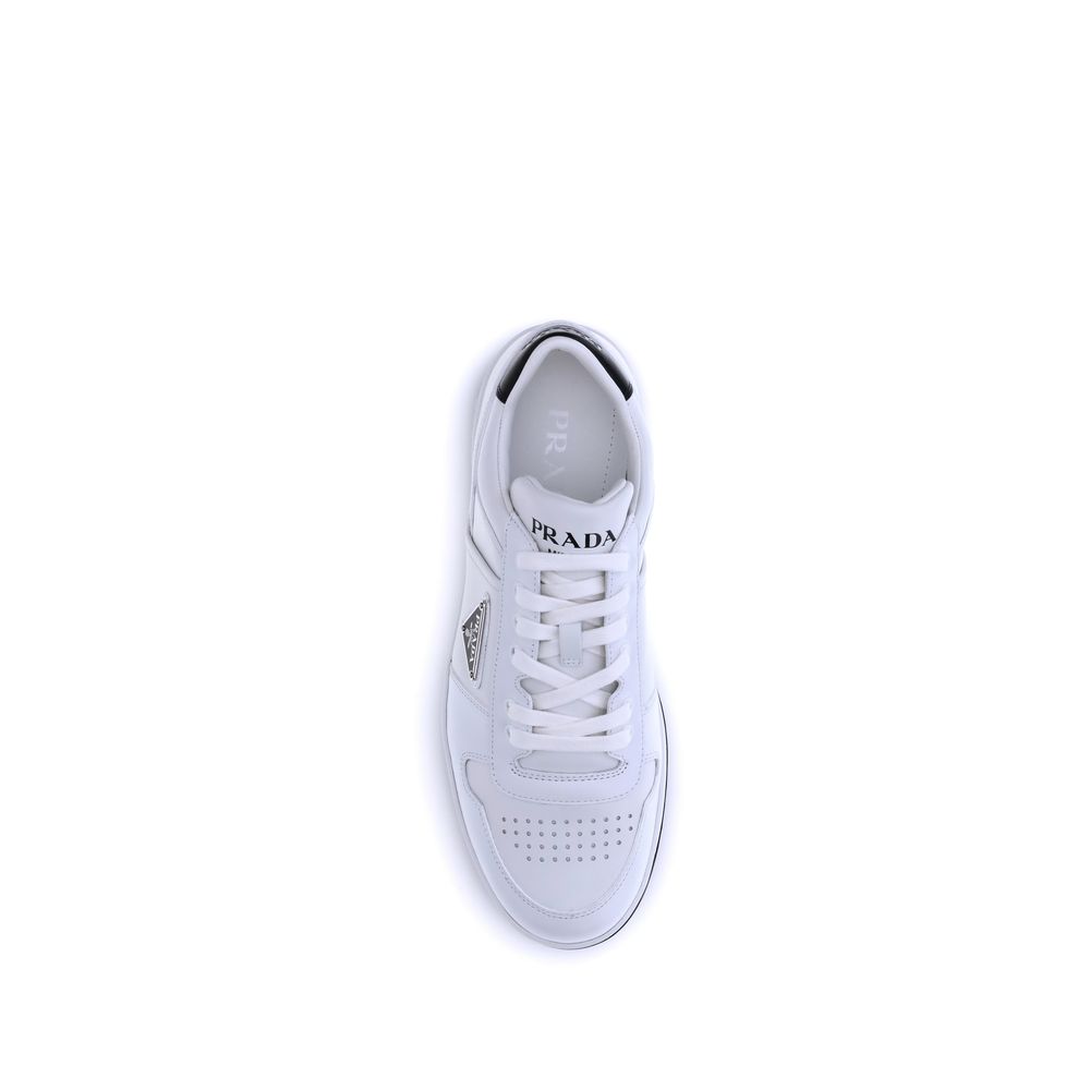 Prada Weiße Low-Top-Sneaker aus Kalbsleder Bos Taurus