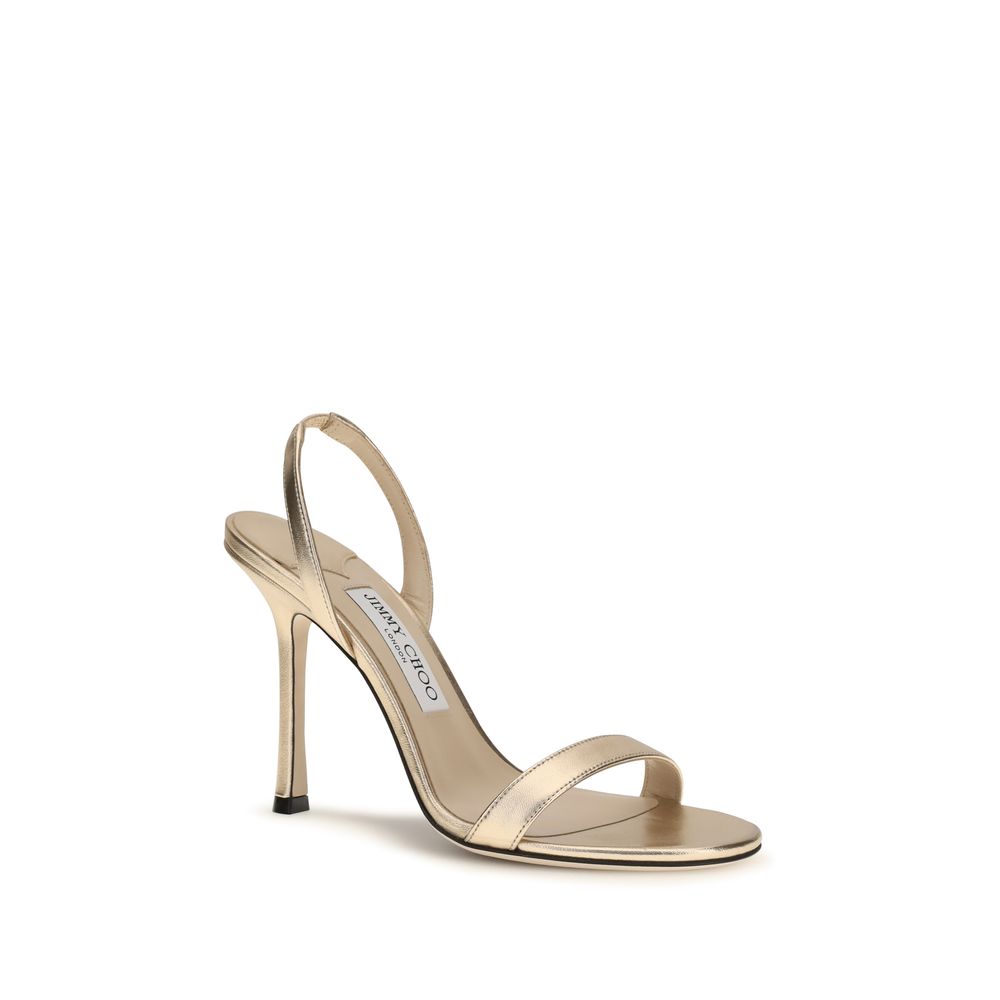 Jimmy Choo Sandale mit Stiletto-Absatz aus Kalbsleder Bos Taurus in Gold