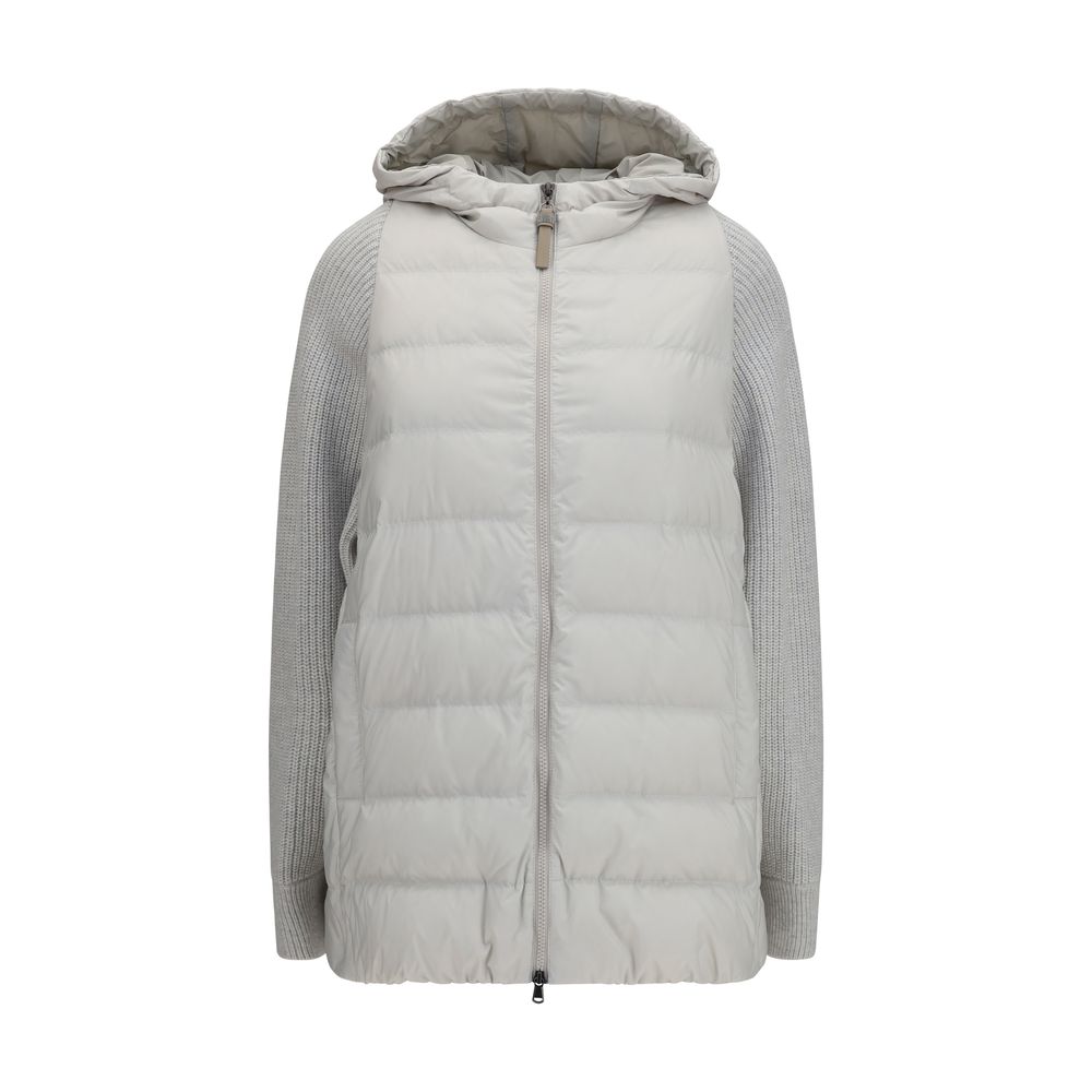 Brunello Cucinelli Graue Polyester-Jacke in voller Länge