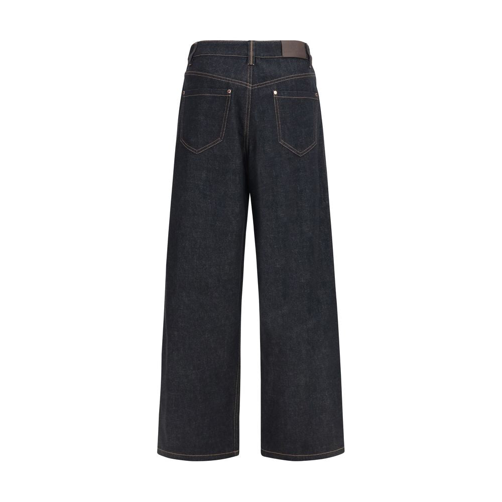 Brunello Cucinelli Blaue Jeans aus Baumwolle im geraden Schnitt