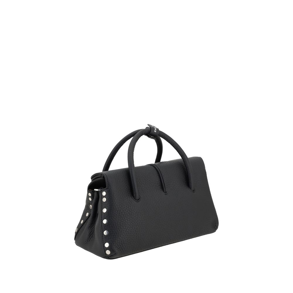 Zanellato Schwarze Bos Taurus Kalbsleder Schultertasche