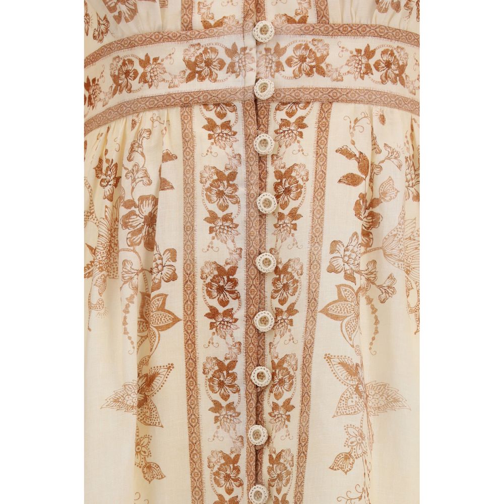 Zimmermann Beige Leinen-Freizeitkleid