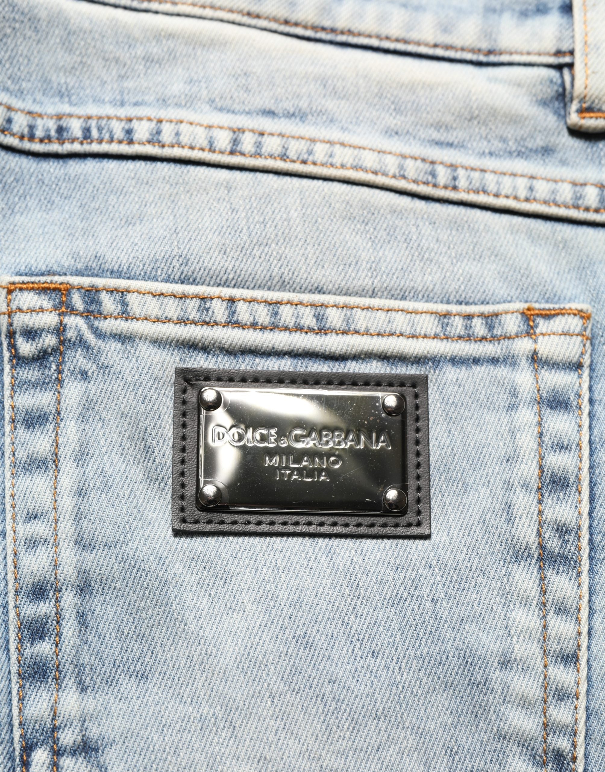Dolce & Gabbana Blaue gewaschene gerade Herren-Jeans mit mittlerer Taille