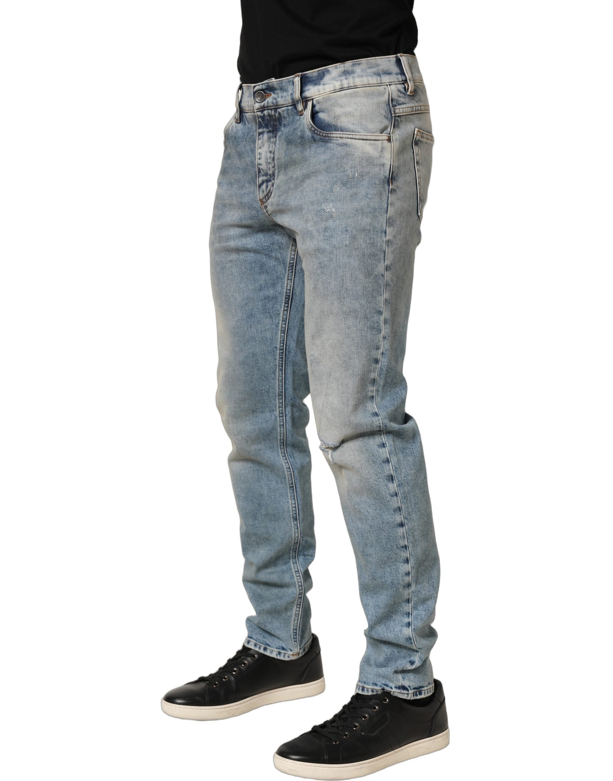 Dolce & Gabbana Blaue gewaschene gerade Herren-Jeans mit mittlerer Taille