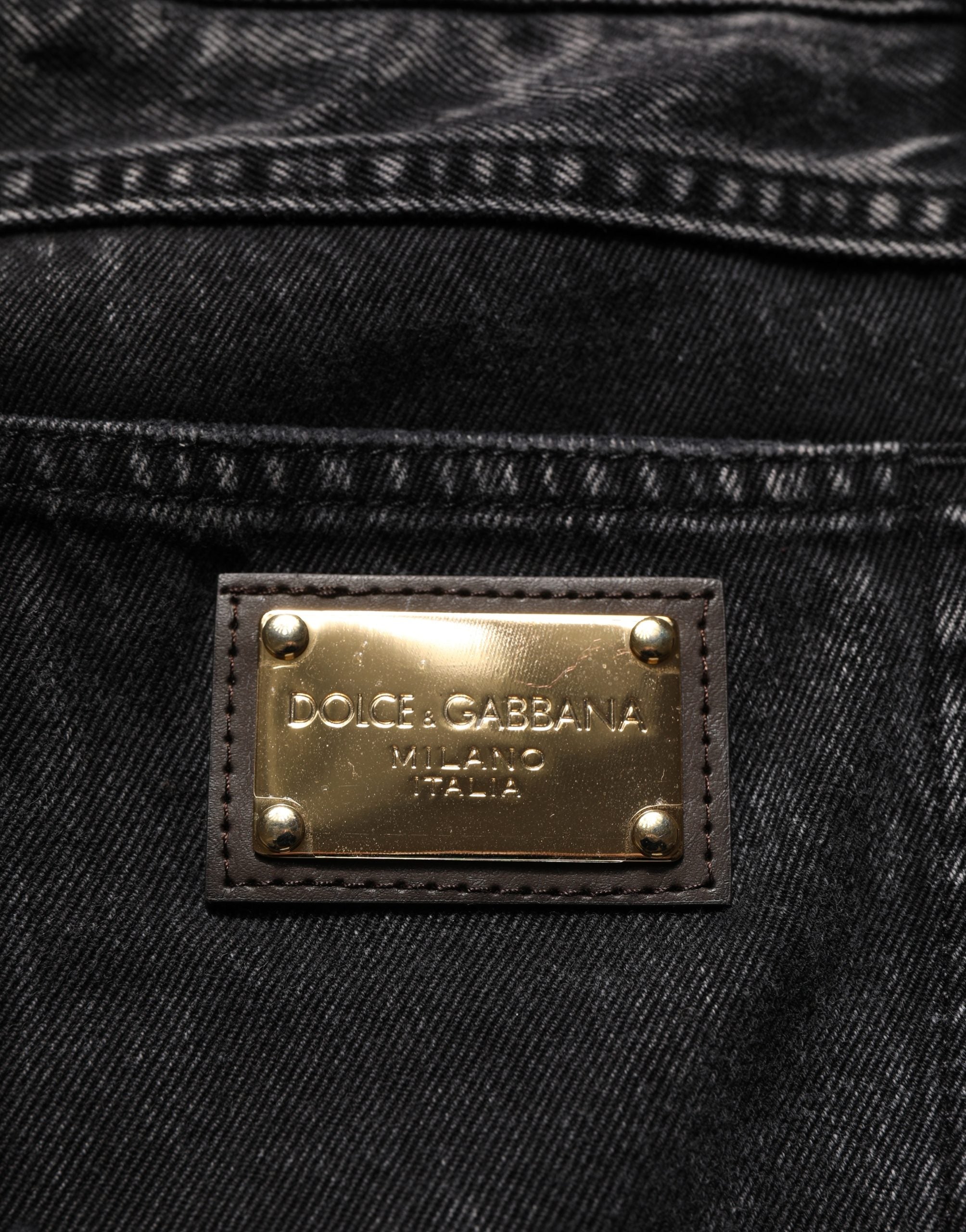 Dolce & Gabbana Schwarze "Distressed" Baumwoll-Jeans im geraden Schnitt